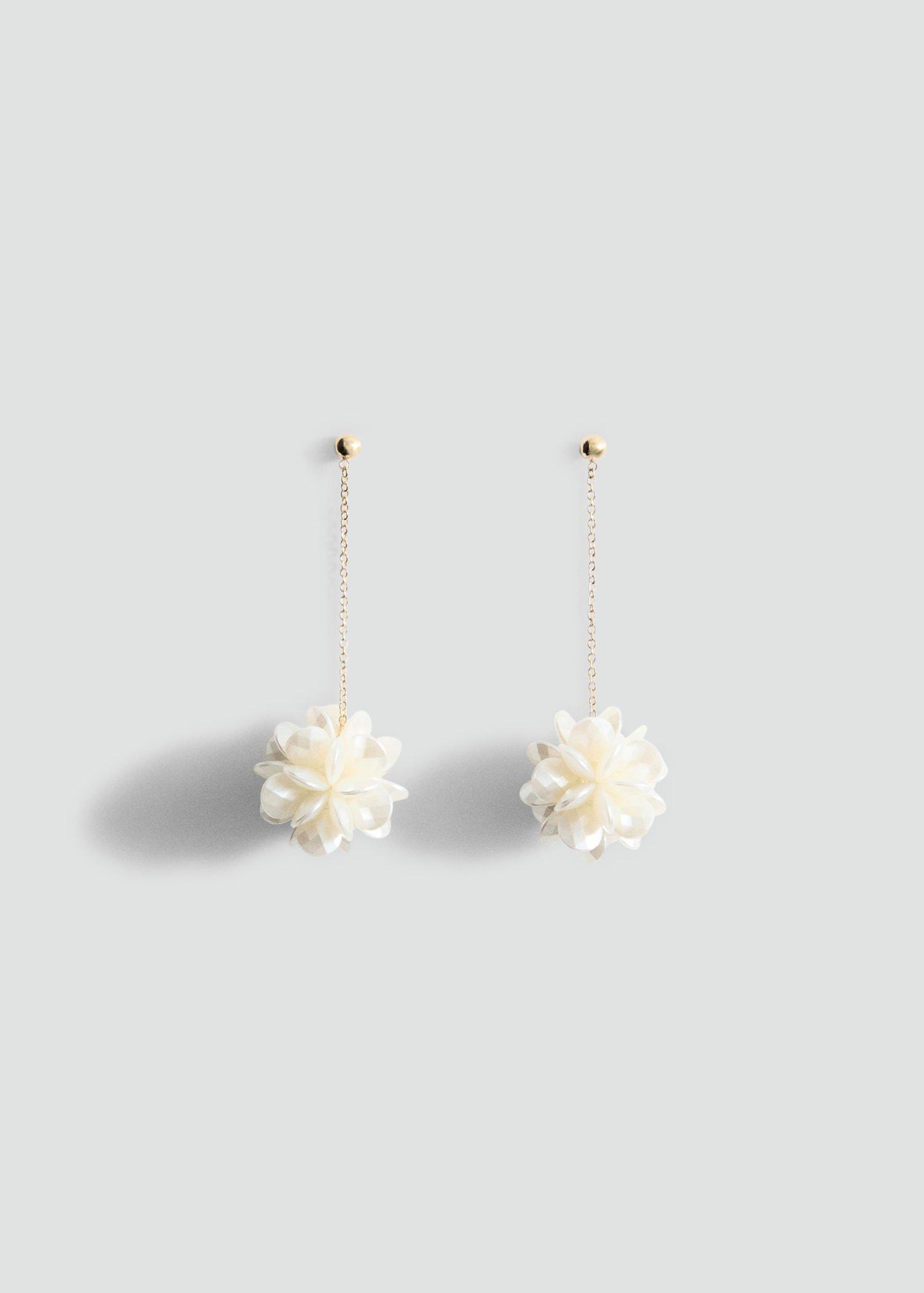 Gold Long Flower Earrings, Gold, large image number 6