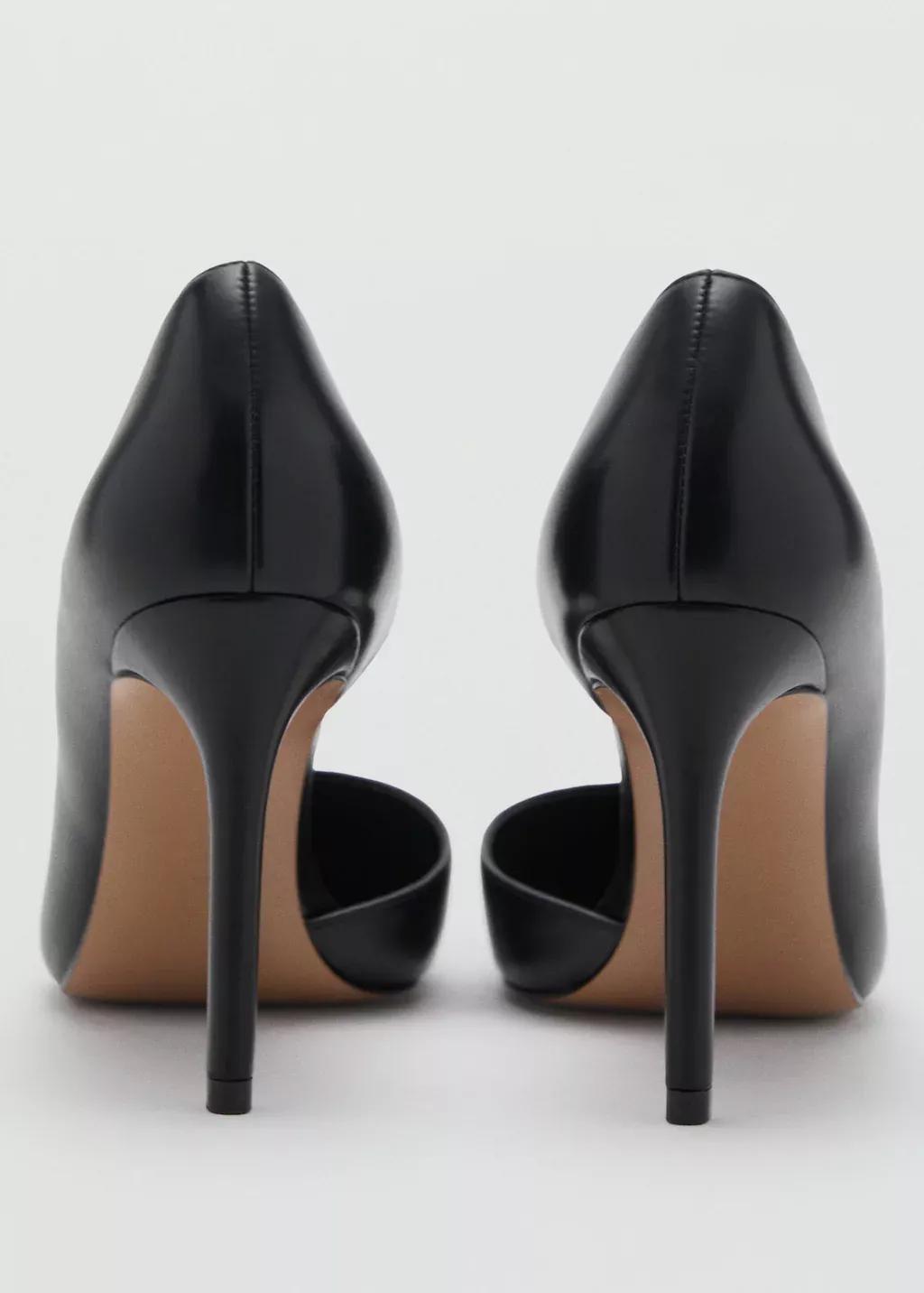 Black Asymmetrical Heeled Shoes, Black, medium