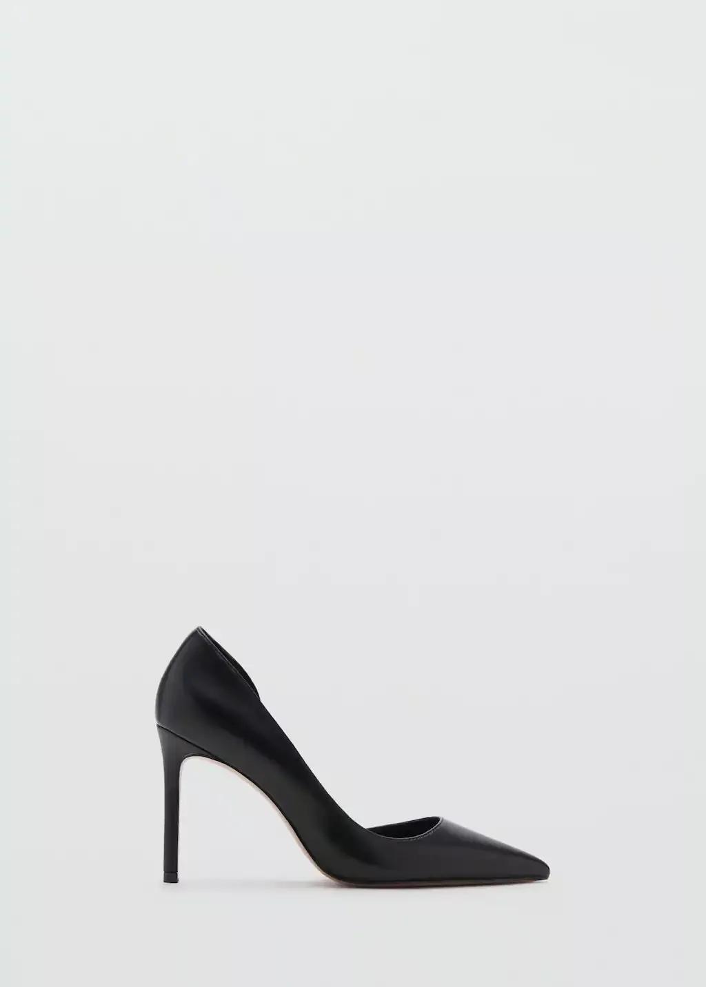 Black Asymmetrical Heeled Shoes, Black, medium
