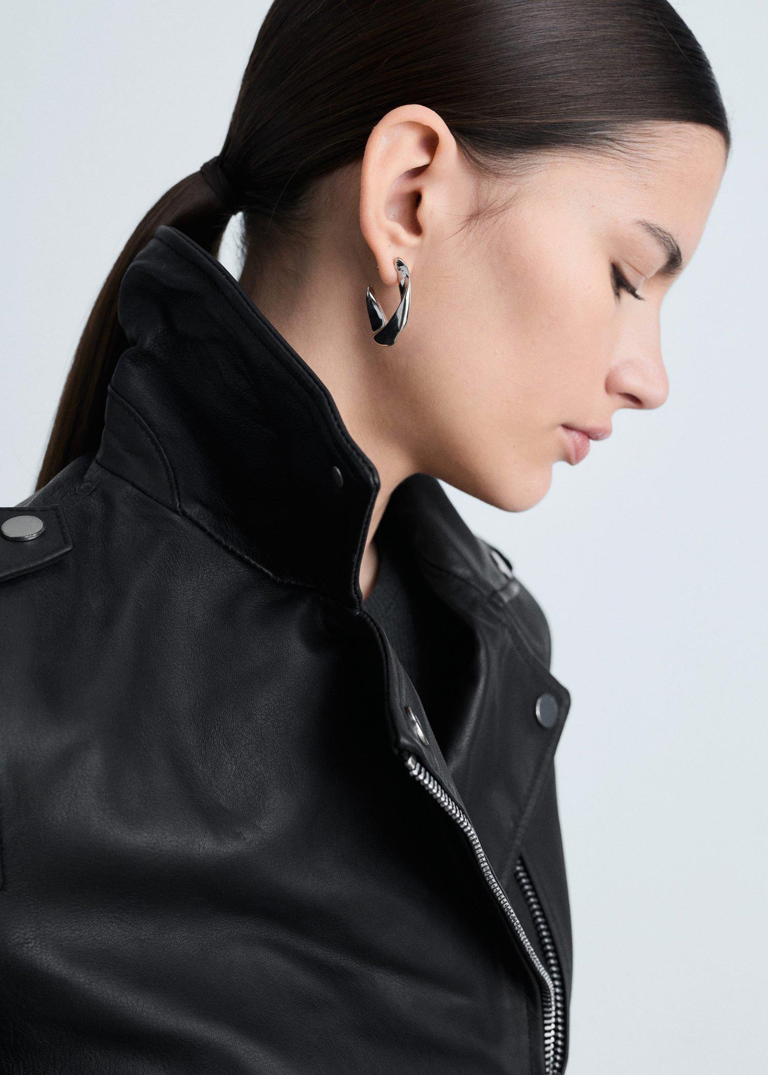 Black Leather Biker Jacket, , large image number 2