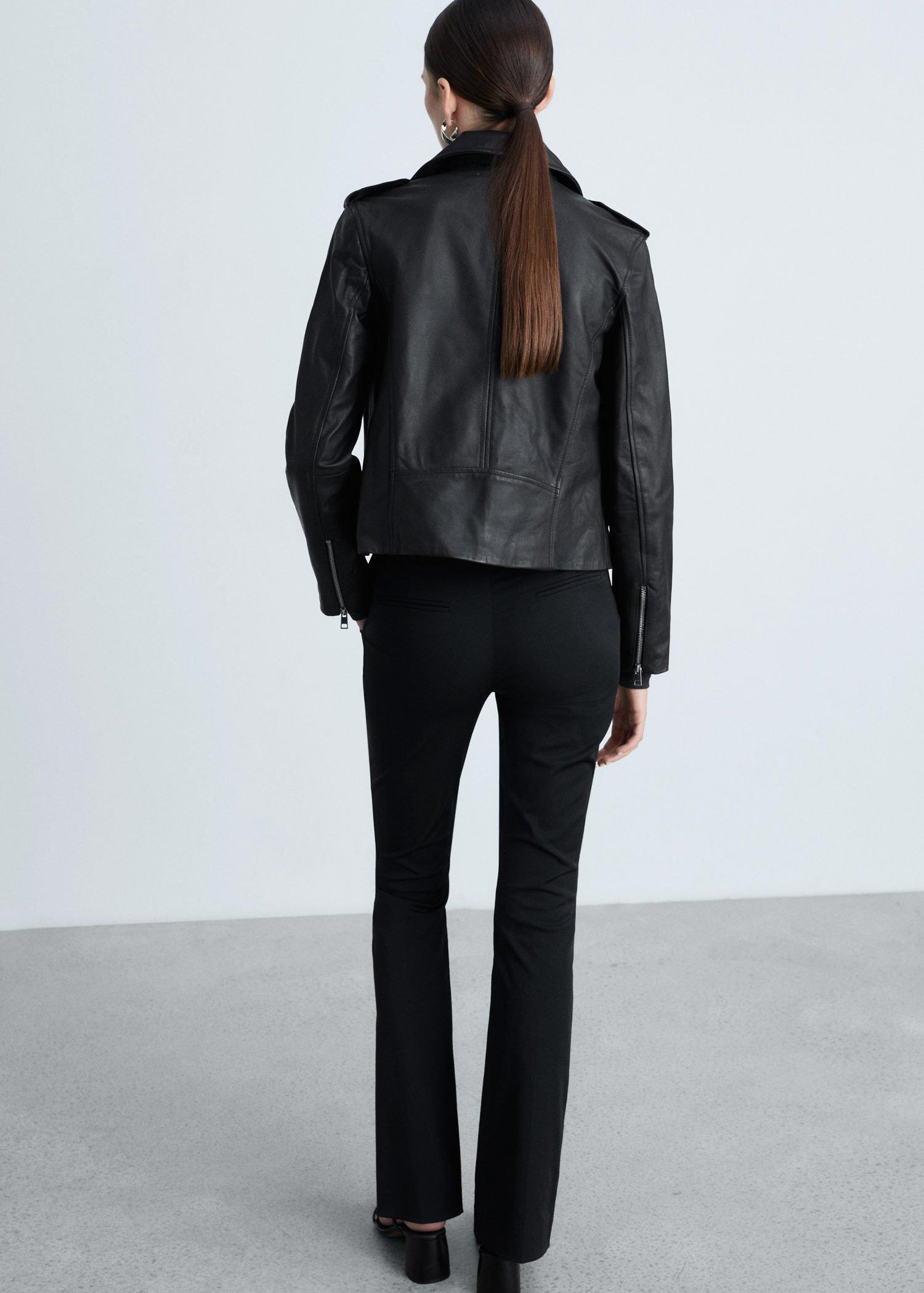 Black Leather Biker Jacket, , large image number 4