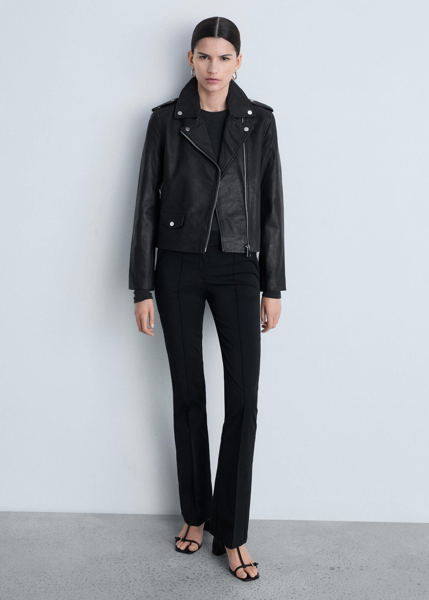 Black Leather Biker Jacket, , large image number 8