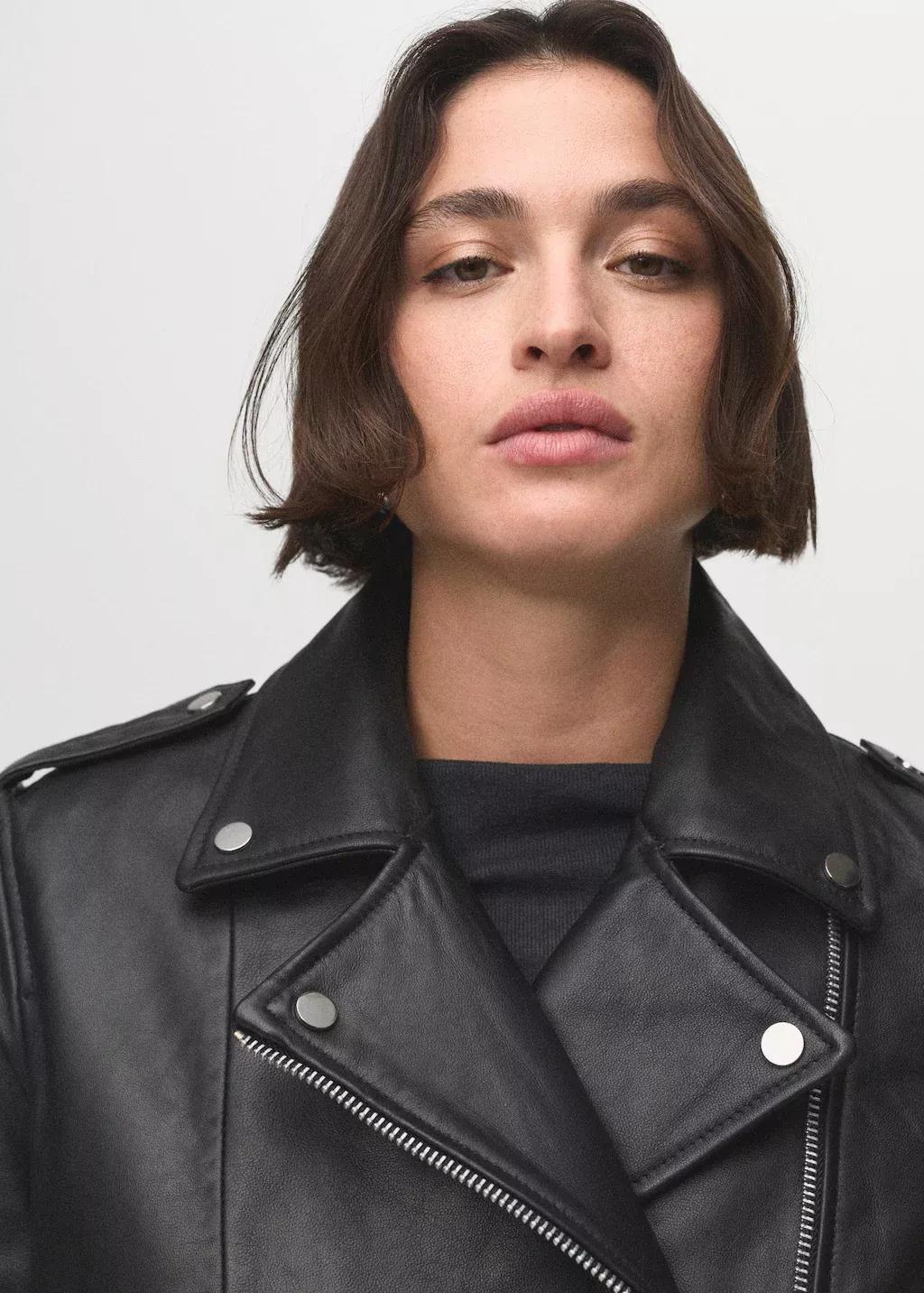 Black Leather Biker Jacket, , large image number 11