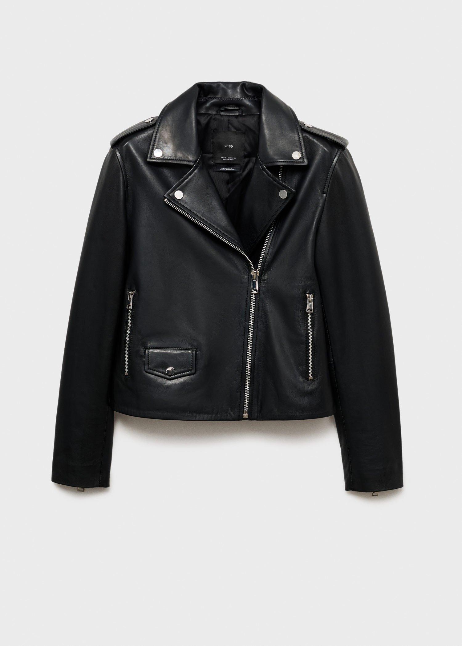 Black Leather Biker Jacket, , large image number 12