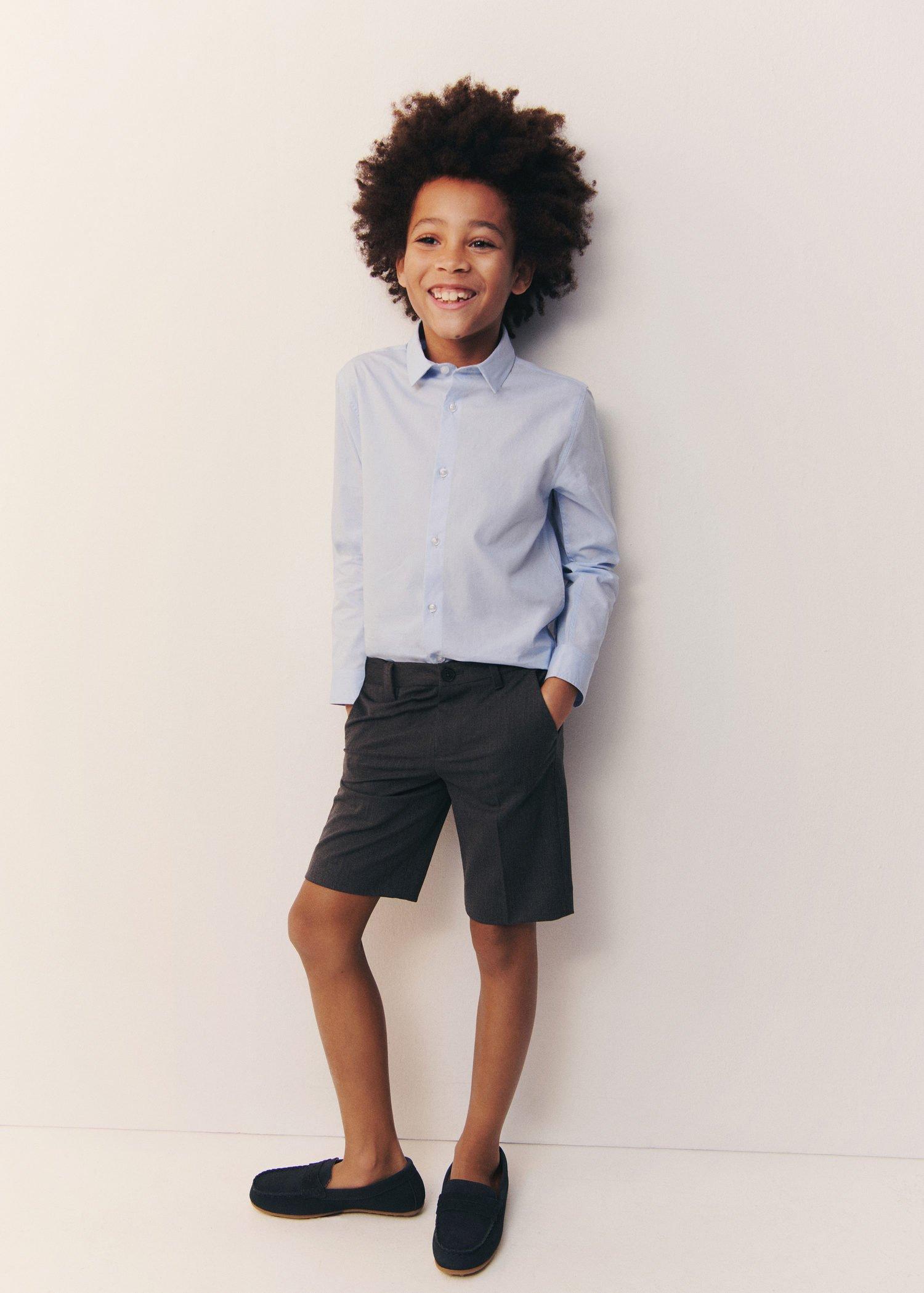 Blue Oxford Cotton Shirt, Kids Boys, , large image number 0