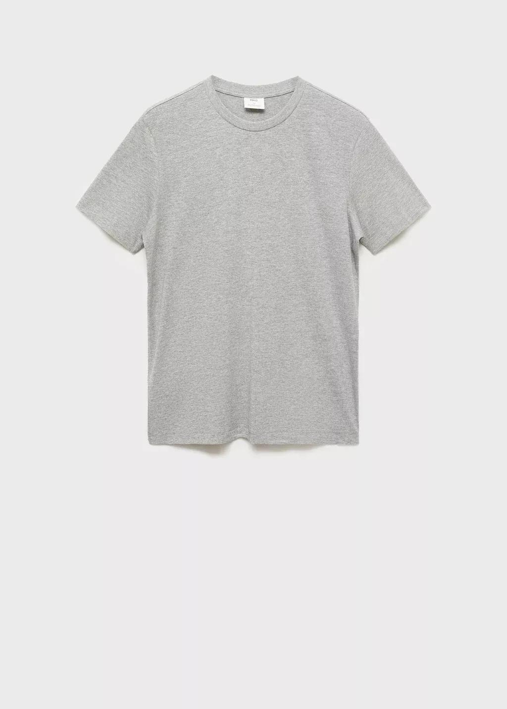 Grey Cotton Slim-Fit T-Shirt, Medium Grey, large image number 3