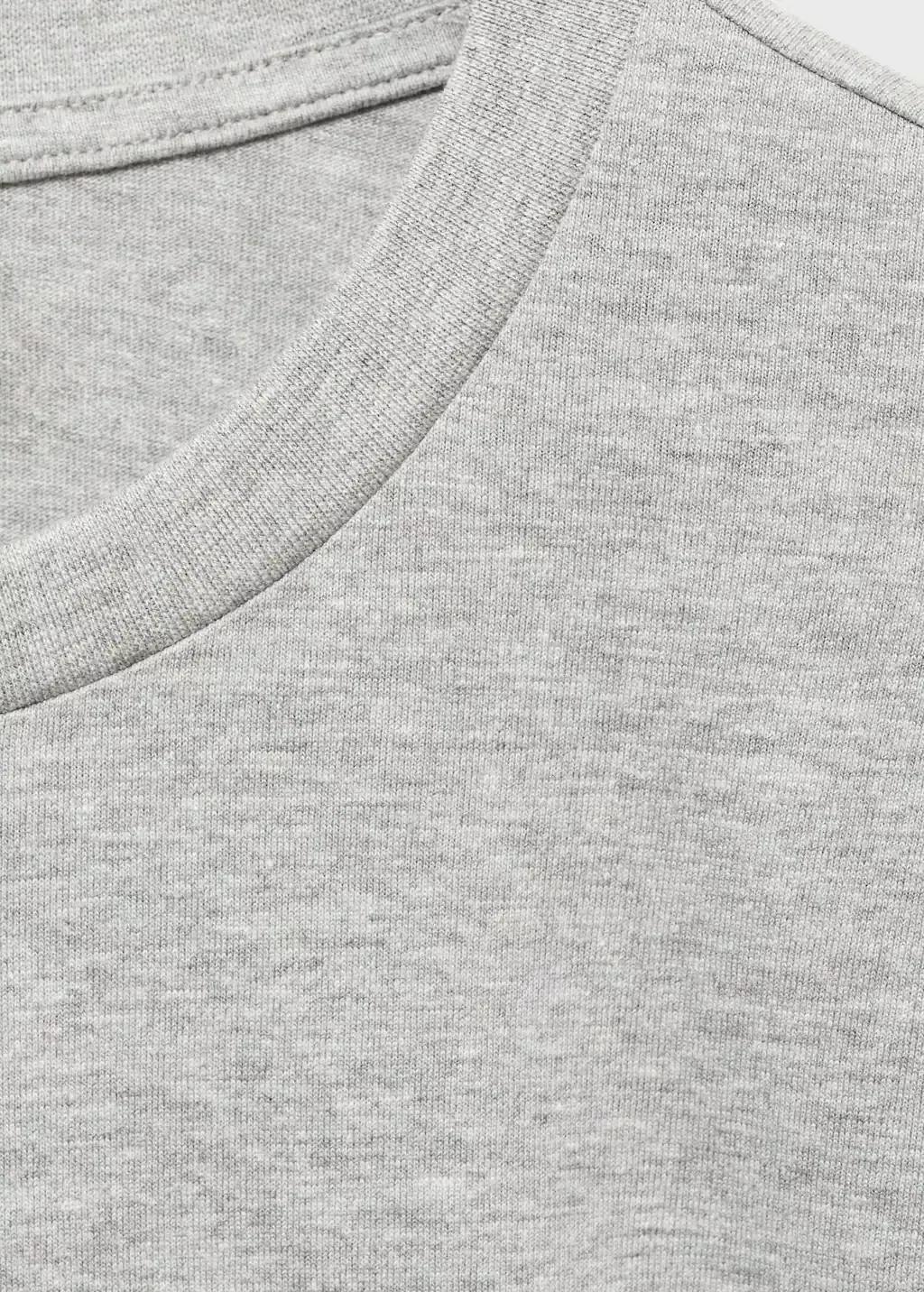 Grey Cotton Slim-Fit T-Shirt, Medium Grey, large image number 4