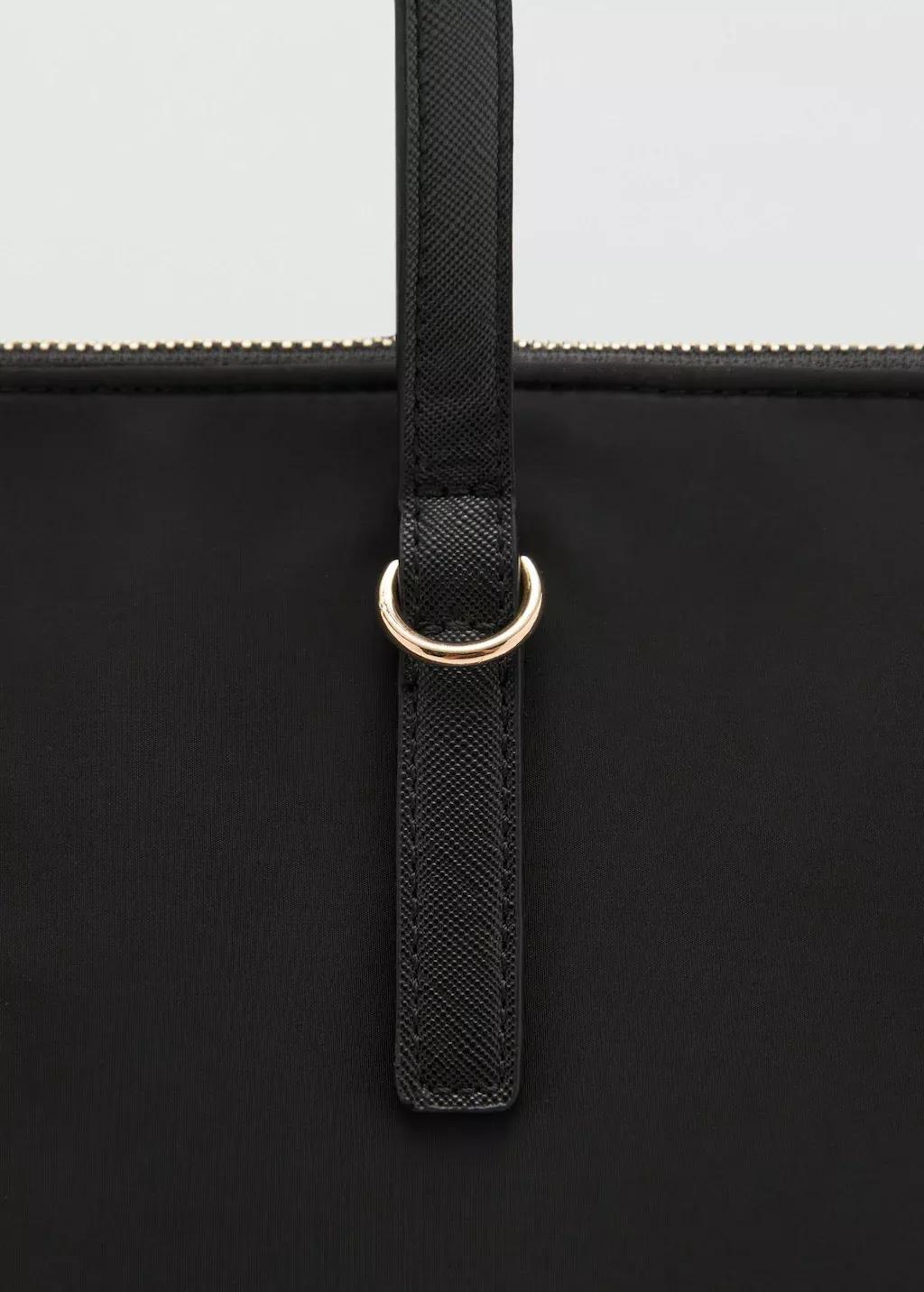 Black Nylon Shopper Bag, Black, large image number 3
