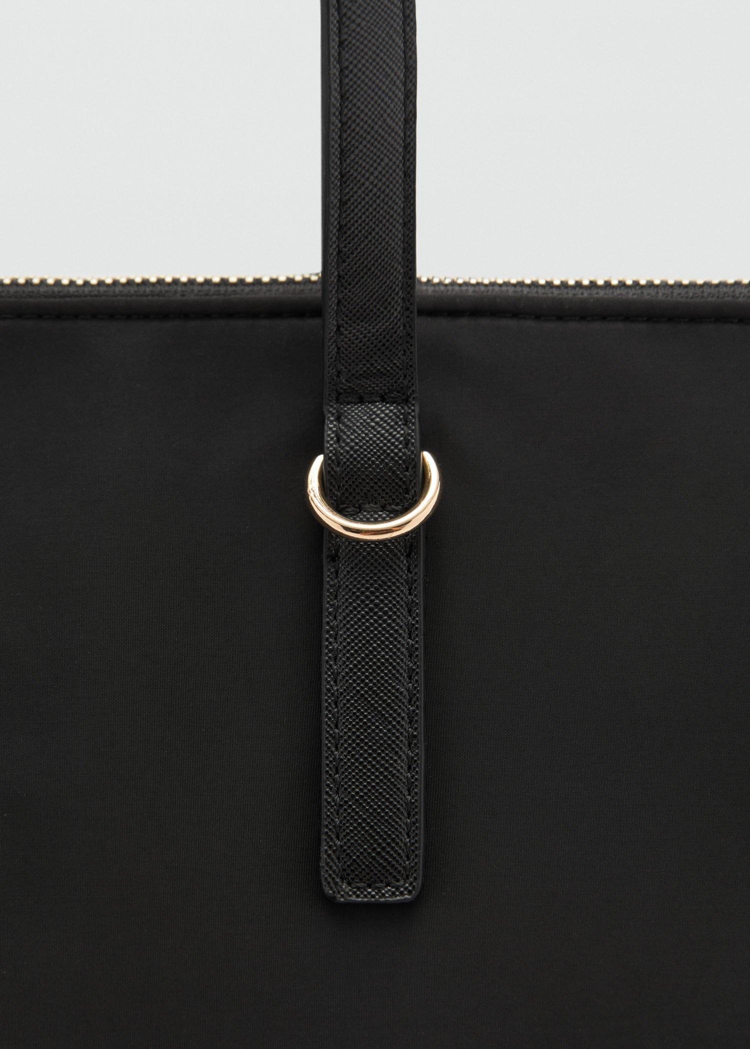 Black Nylon Shopper Bag, Black, large image number 4
