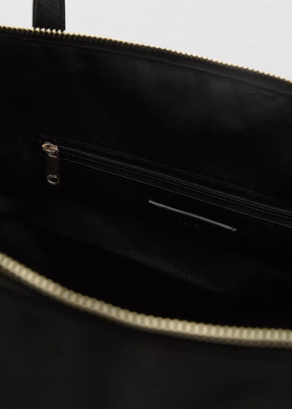 Black Nylon Shopper Bag, Black, large image number 5