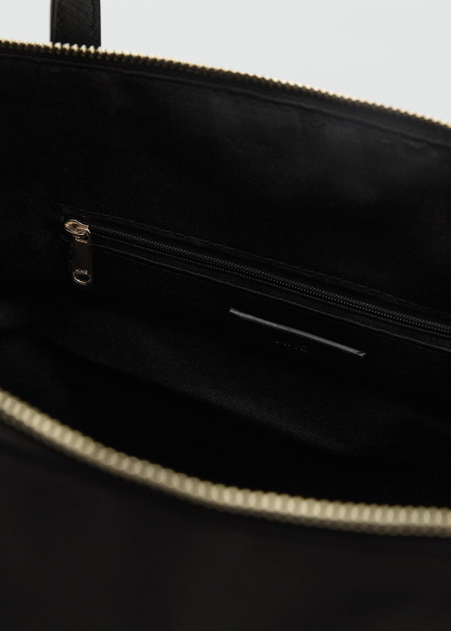 Black Nylon Shopper Bag, Black, large image number 6