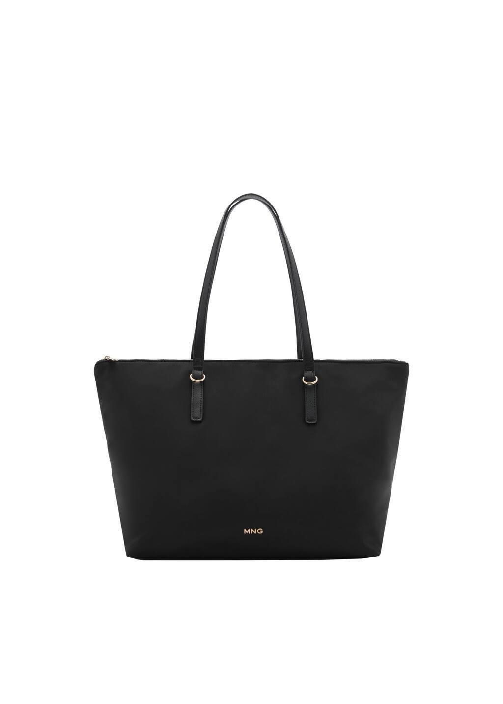 Black Nylon Shopper Bag, Black, large image number 7