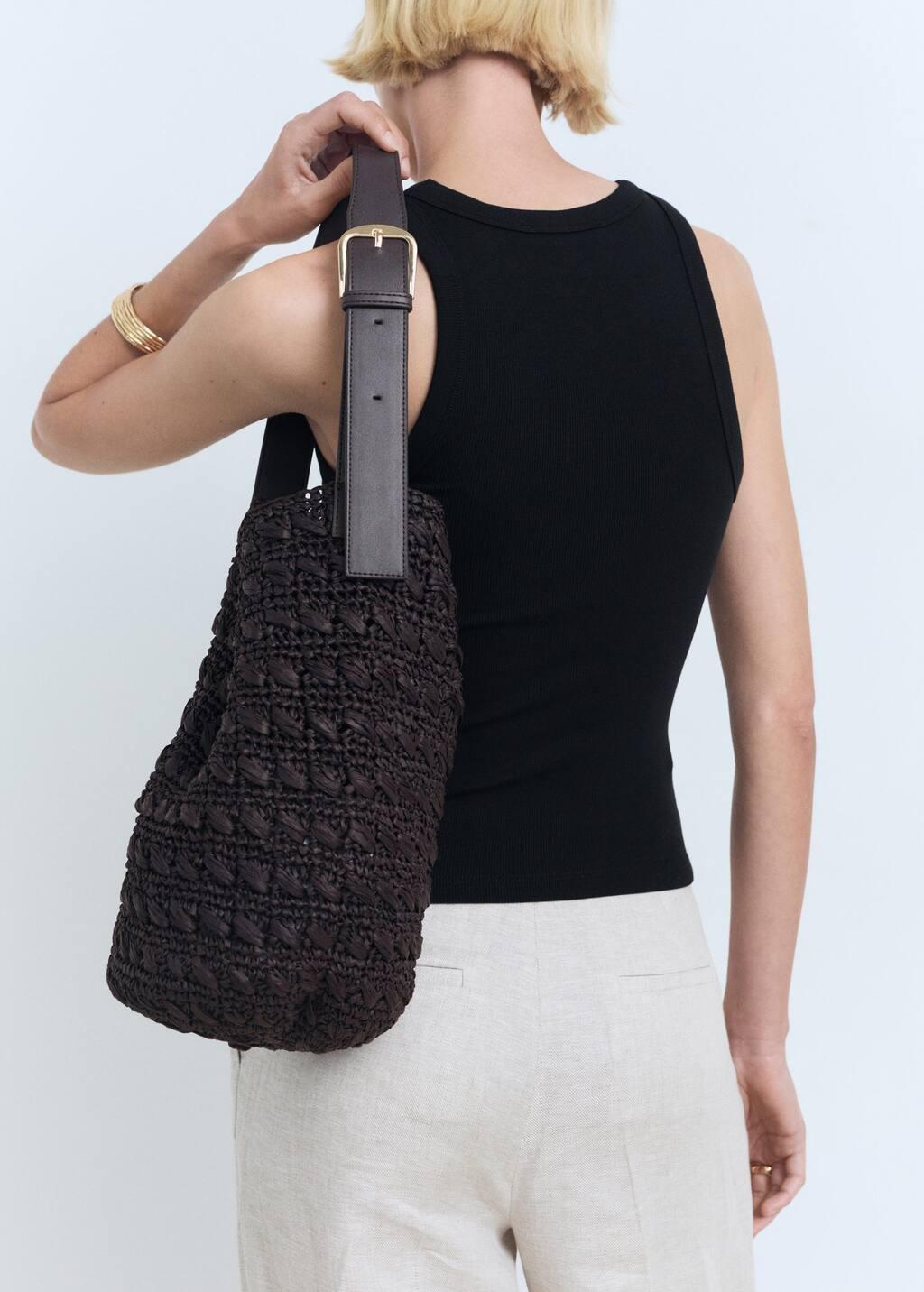 Black Ribbed Cotton-Blend Top, Black, large image number 2