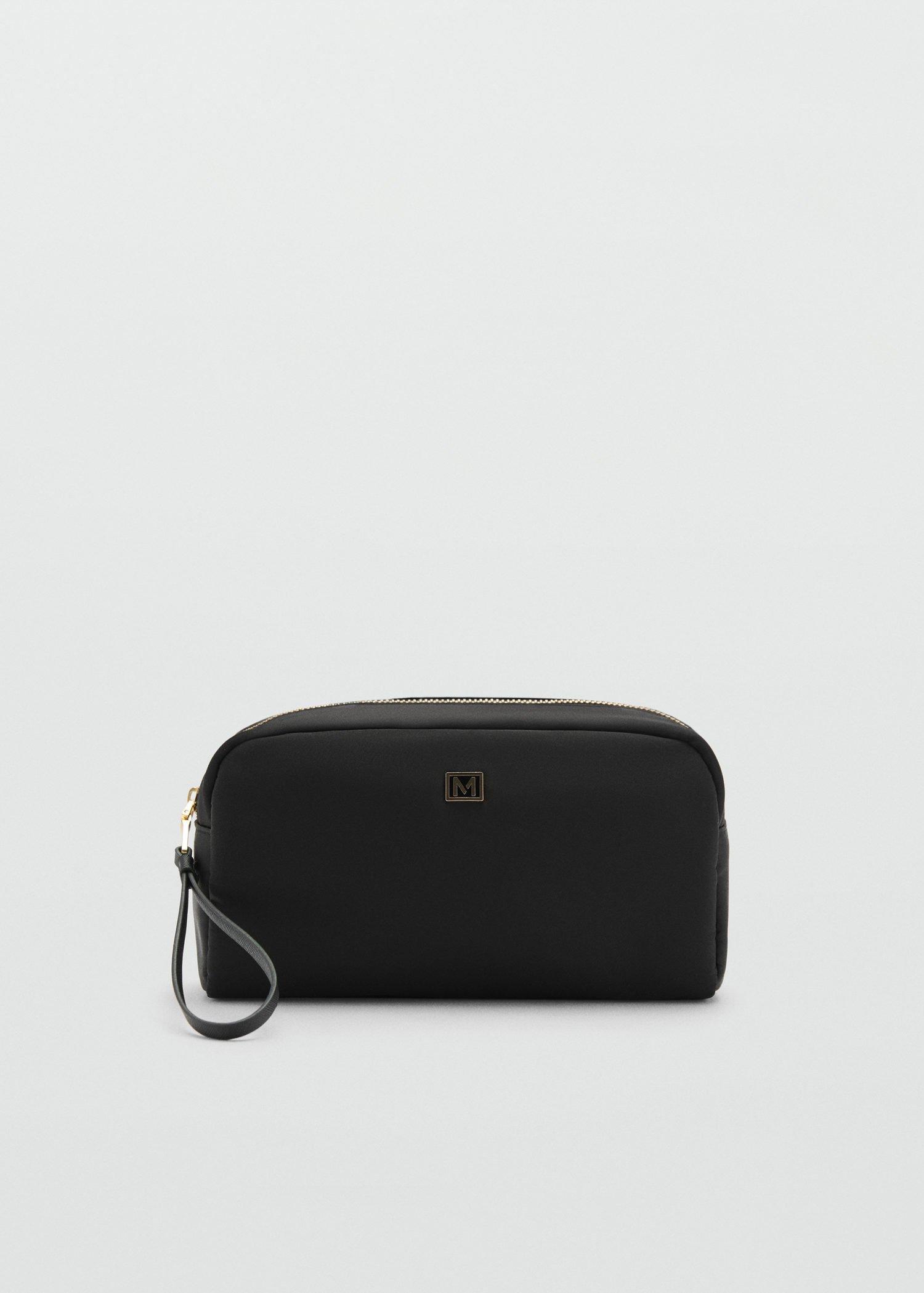 Black Zipped Nylon Cosmetics Bag, , medium
