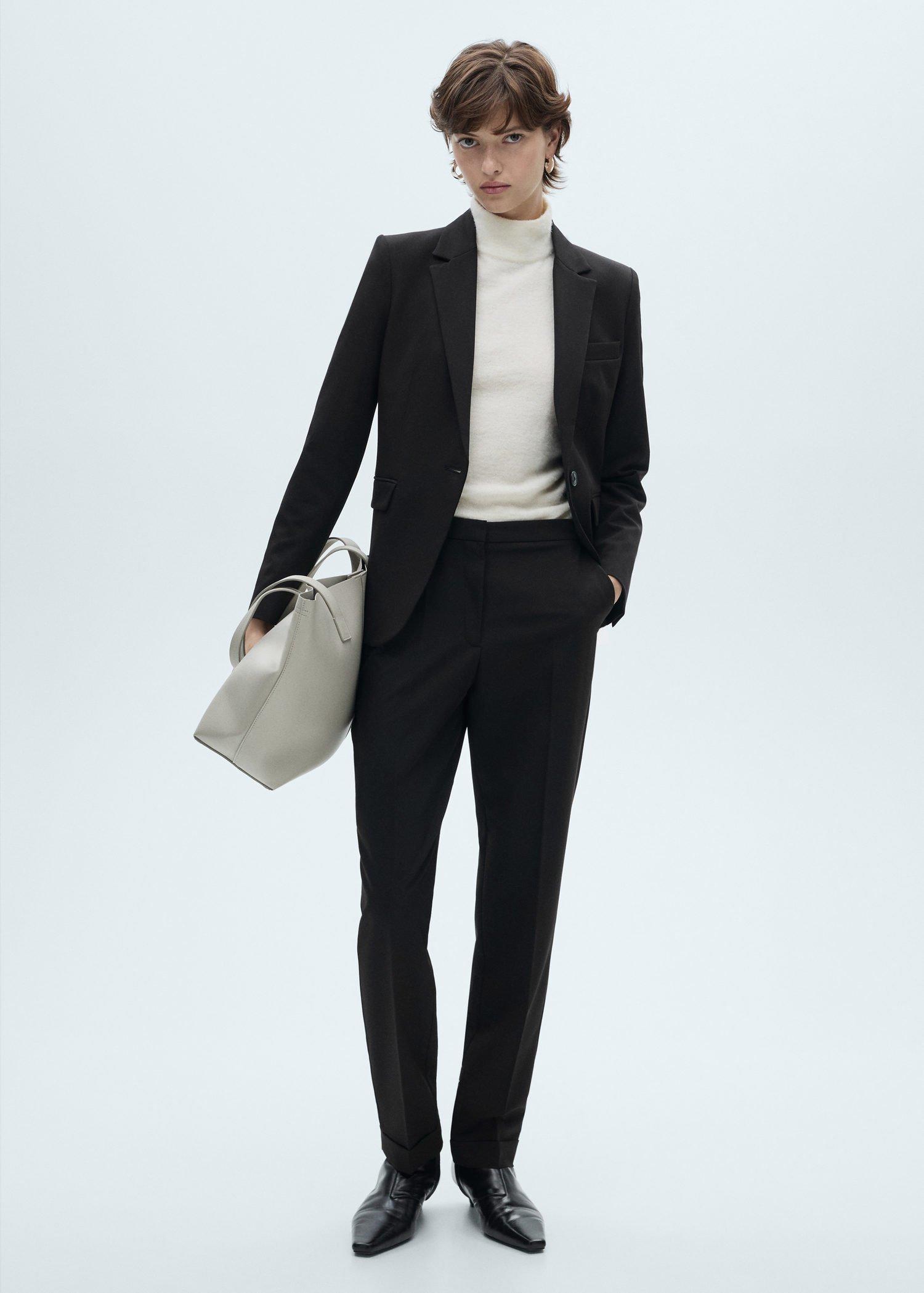 Black Fitted Suit Jacket, , large image number 1