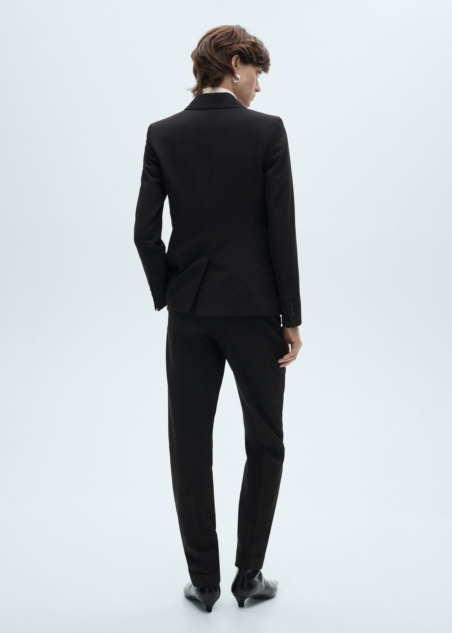 Black Fitted Suit Jacket, , large image number 2