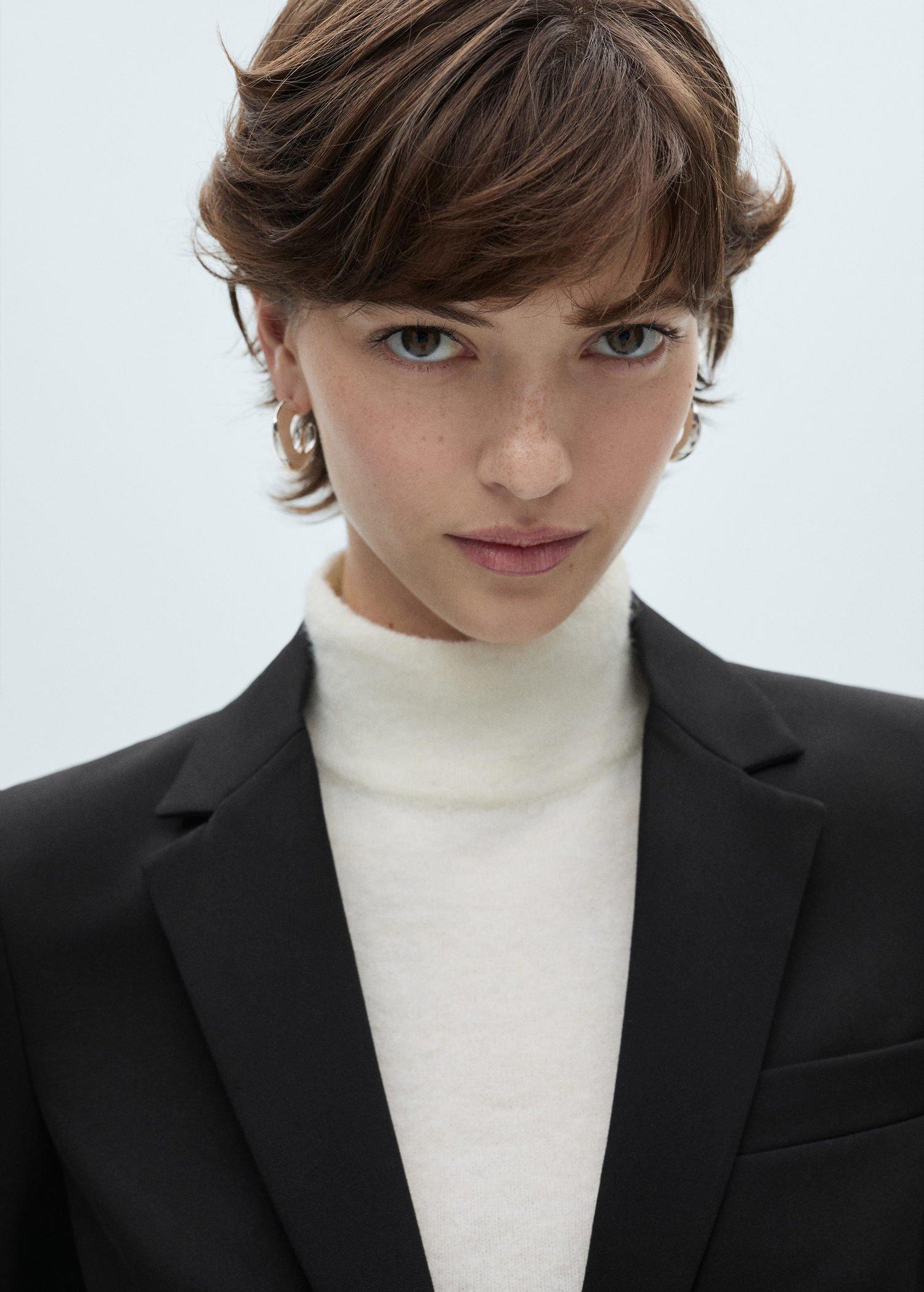 Black Fitted Suit Jacket, , large image number 4