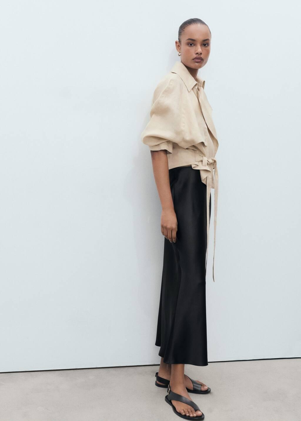Black Satin Long Skirt, , large image number 2