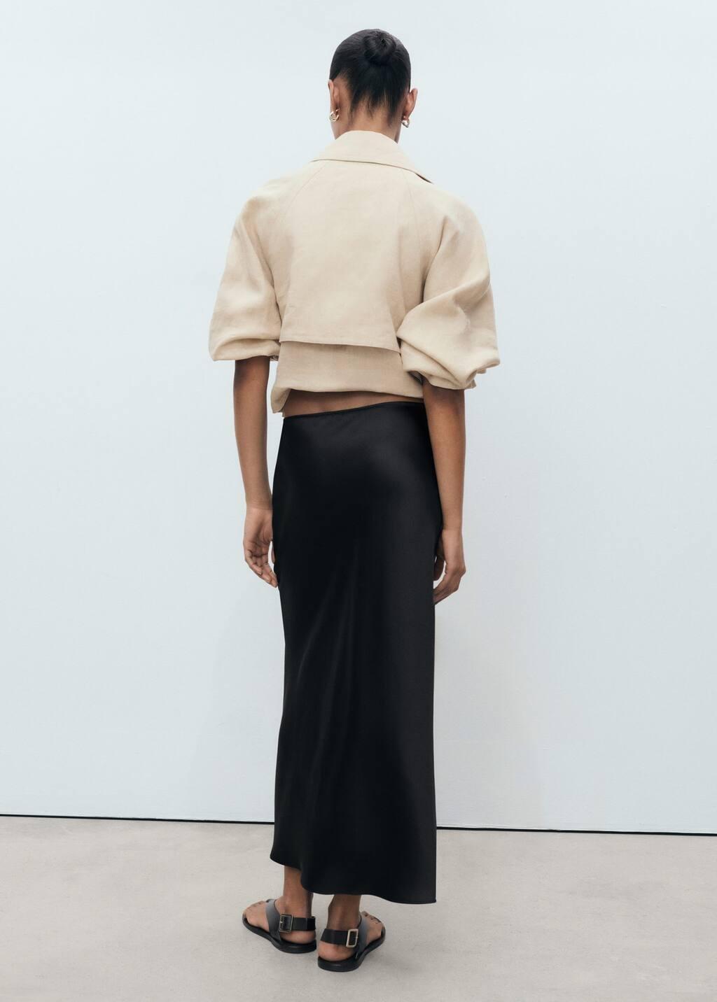 Black Satin Long Skirt, , large image number 5