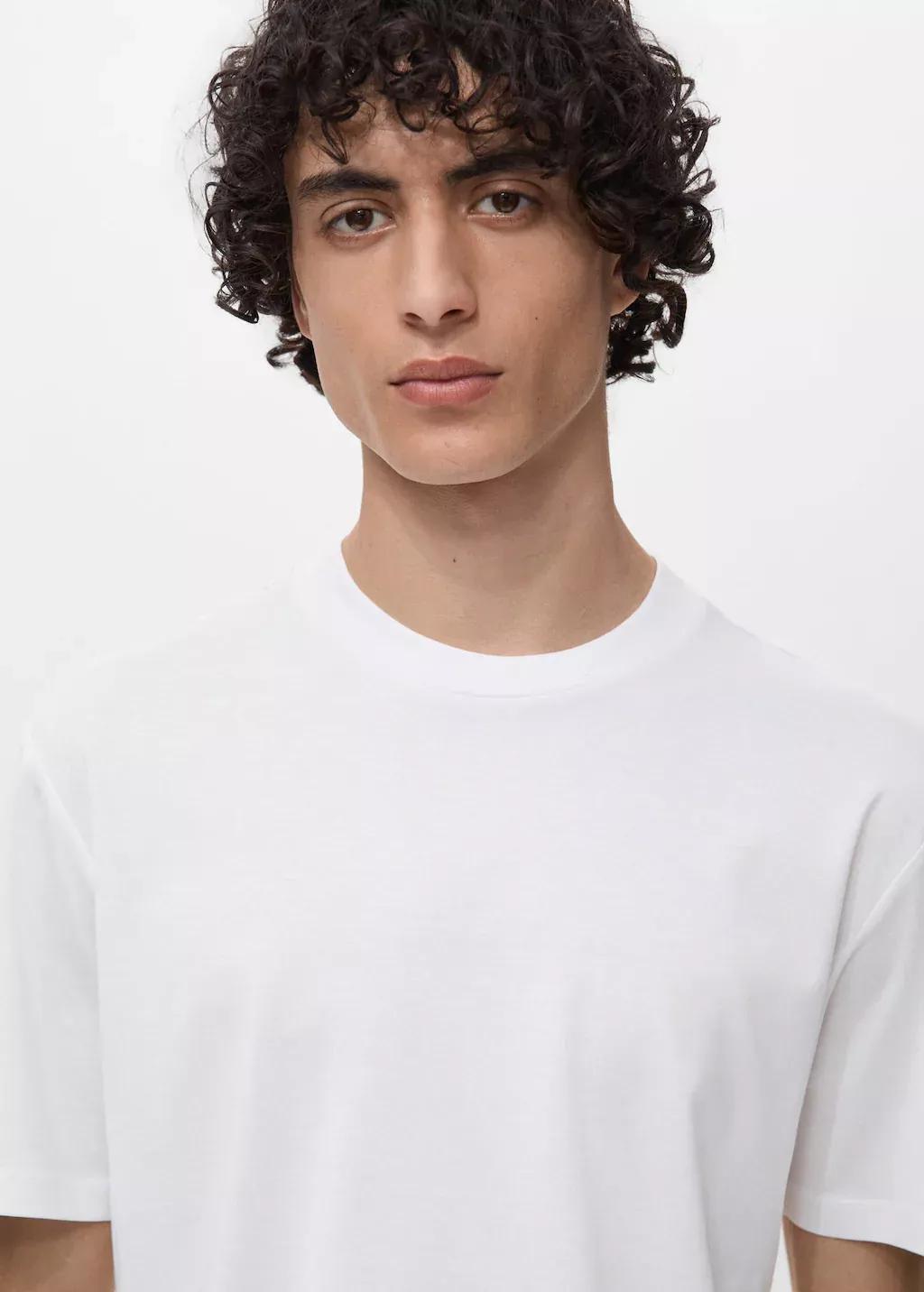 WHITE 100% cotton T-shirt regular fit, White, medium