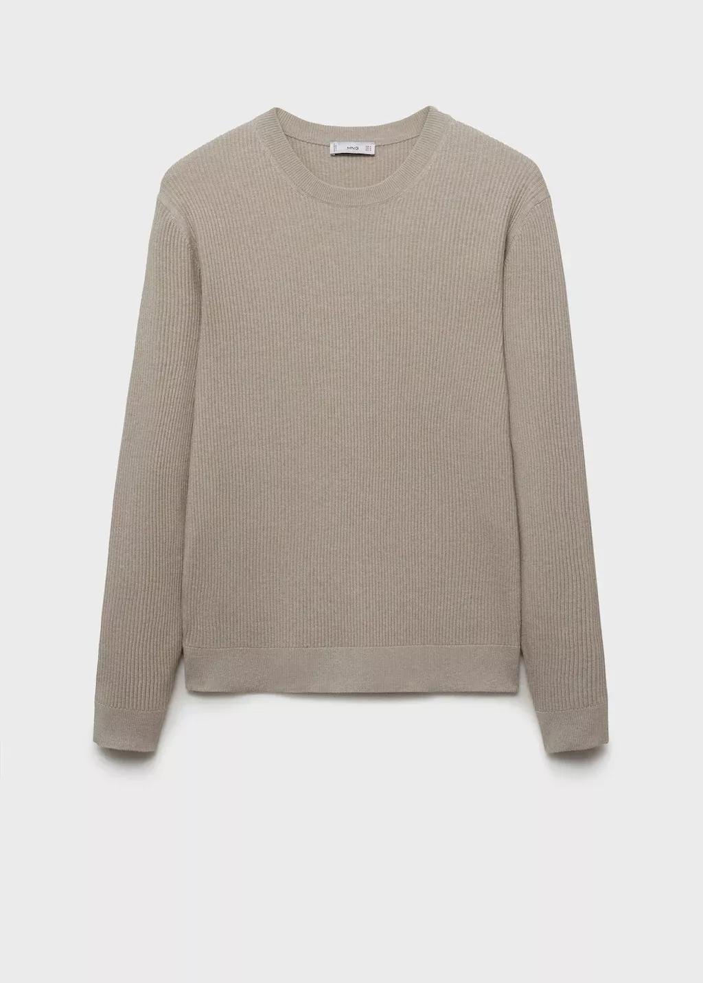 LIGHT BEIGE Fine rib-knit cotton sweater, , large image number 3