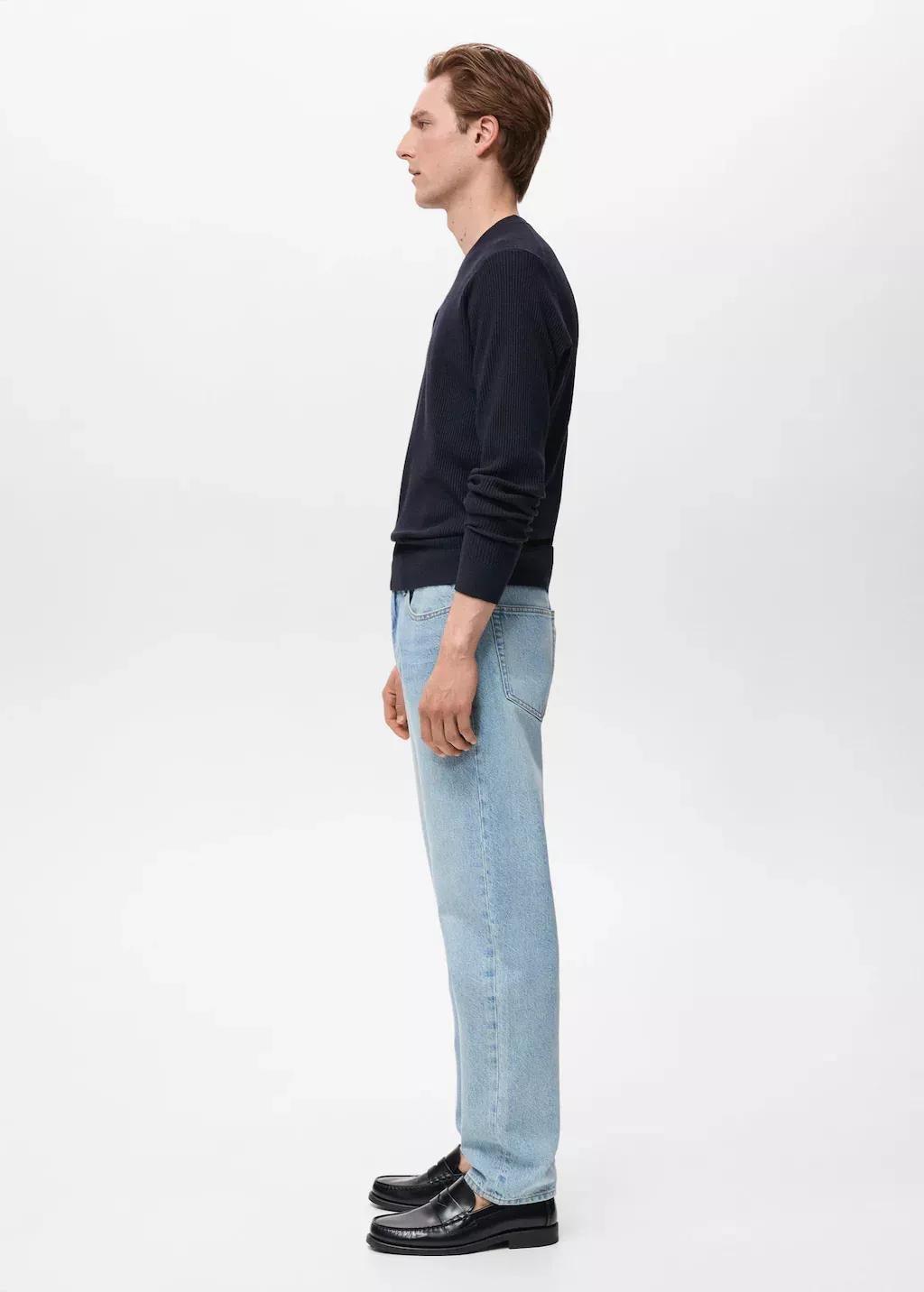 Navy Fine Rib-Knit Cotton Sweater, , large image number 2