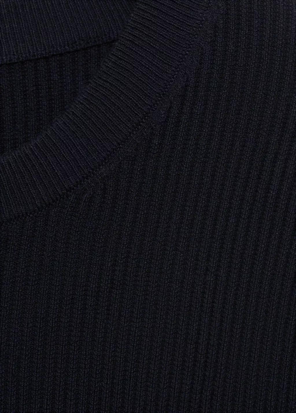 Navy Fine Rib-Knit Cotton Sweater, , large image number 4
