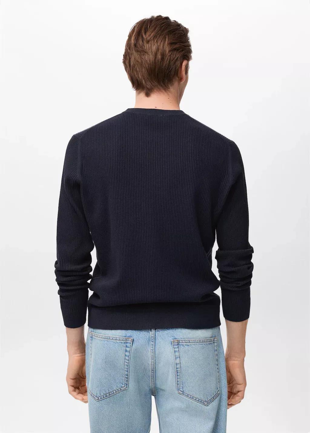 Navy Fine Rib-Knit Cotton Sweater, , large image number 5