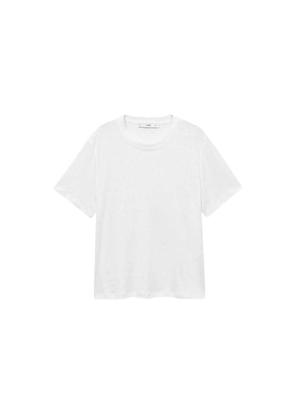 White Short-Sleeved Linen T-Shirt, , large image number 3