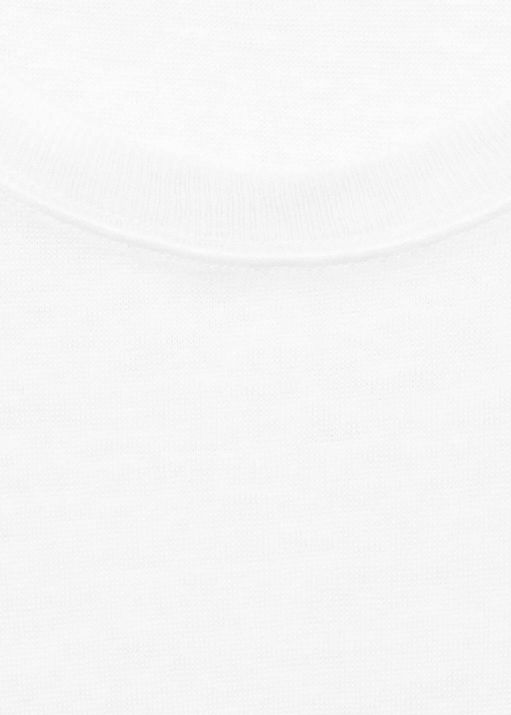 White Short-Sleeved Linen T-Shirt, , large image number 4