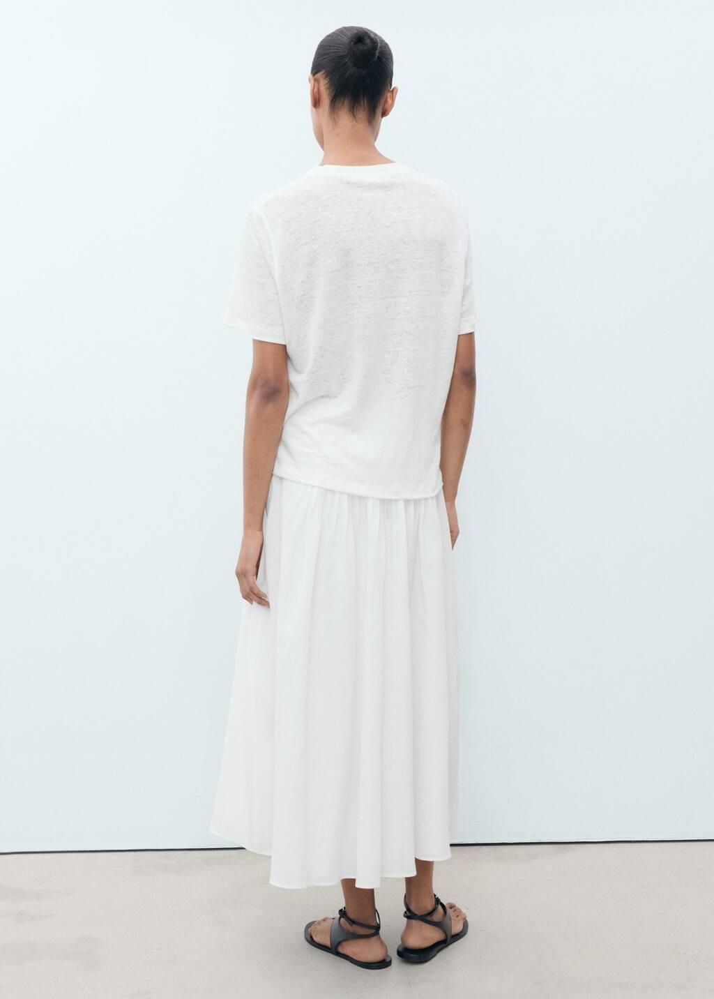 White Short-Sleeved Linen T-Shirt, , large image number 5
