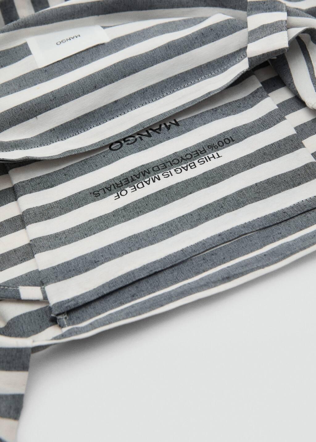 Grey Medium-Sized Striped Shopper Bag, Medium Blue, large image number 3