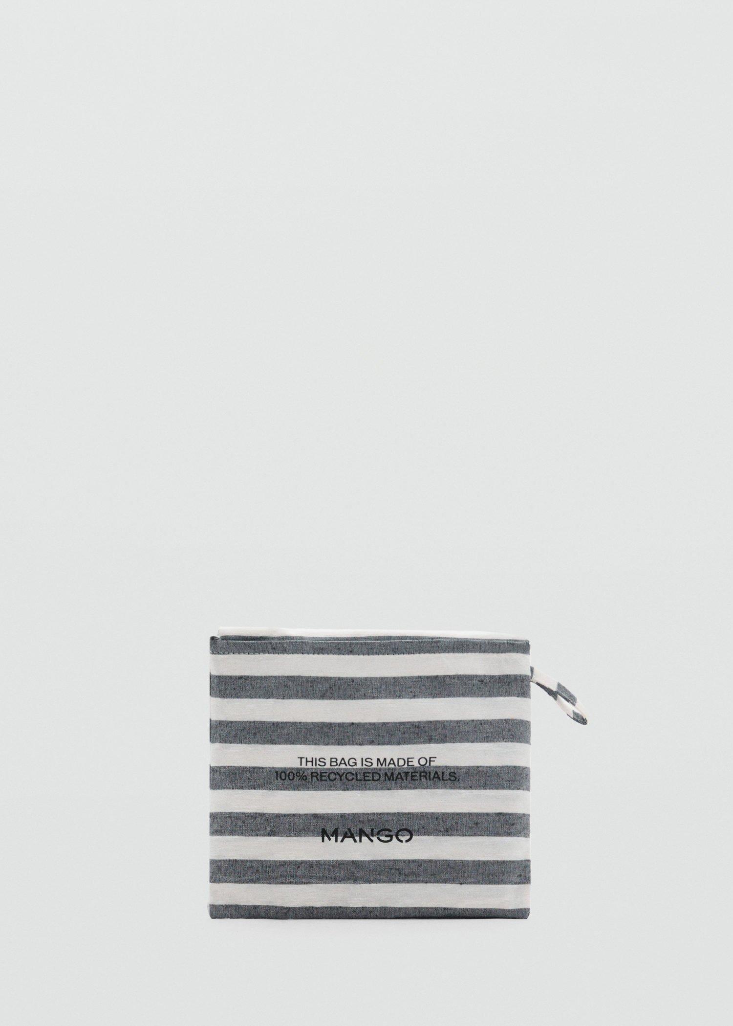 Grey Medium-Sized Striped Shopper Bag, Medium Blue, large image number 4