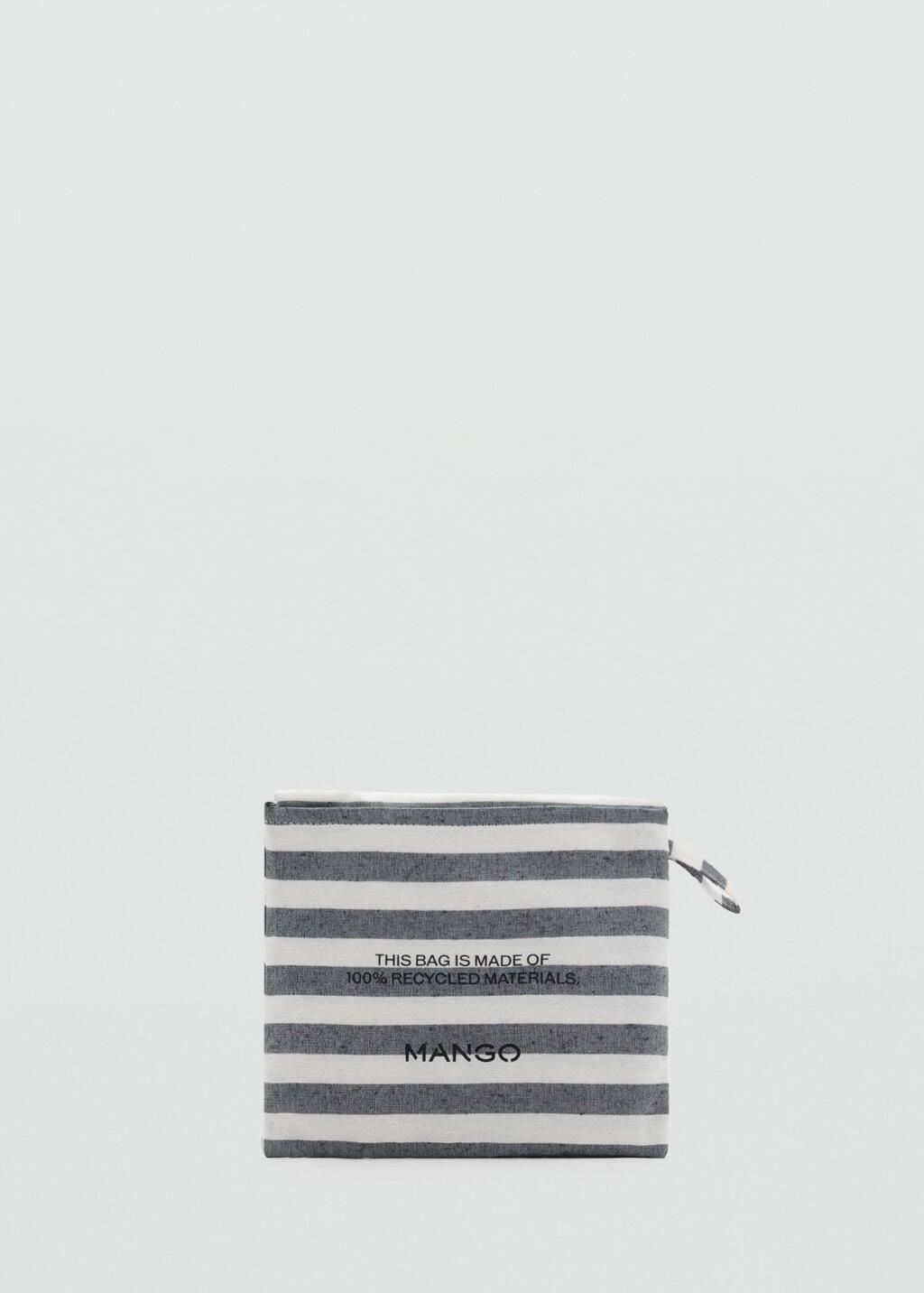 Grey Medium-Sized Striped Shopper Bag, Medium Blue, large image number 5