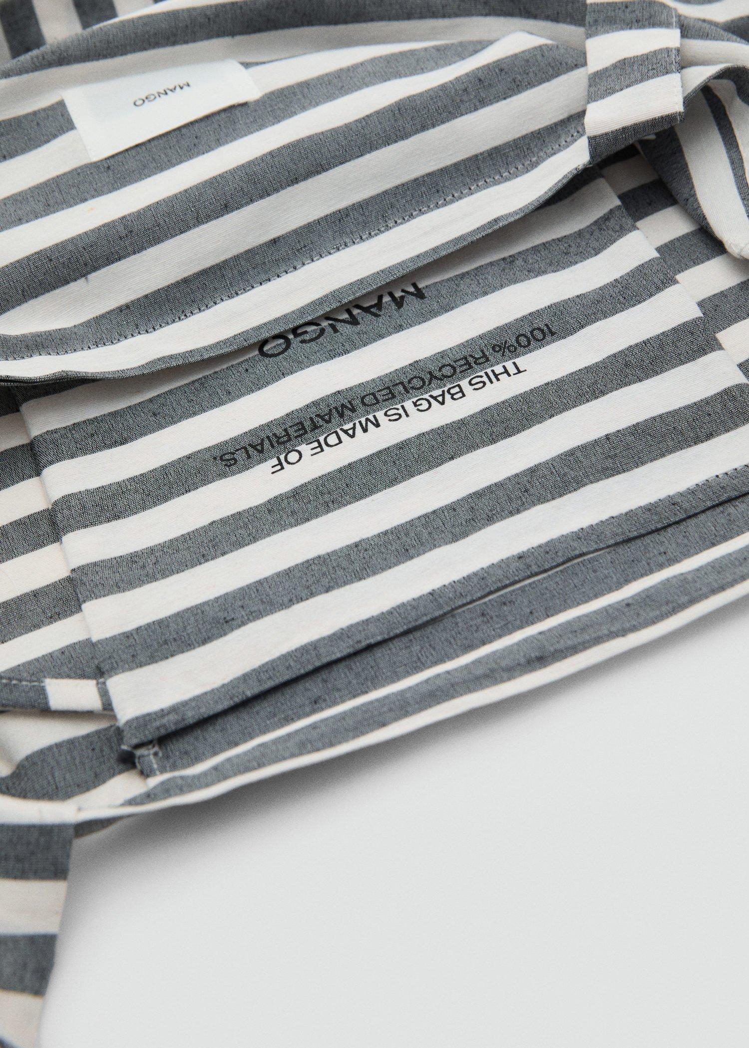 Grey Medium-Sized Striped Shopper Bag, Medium Blue, large image number 6