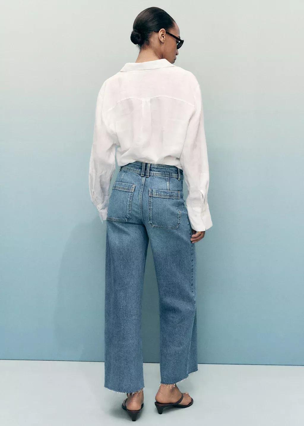 Blue Catherin Culotte High-Rise Jeans, , large image number 8
