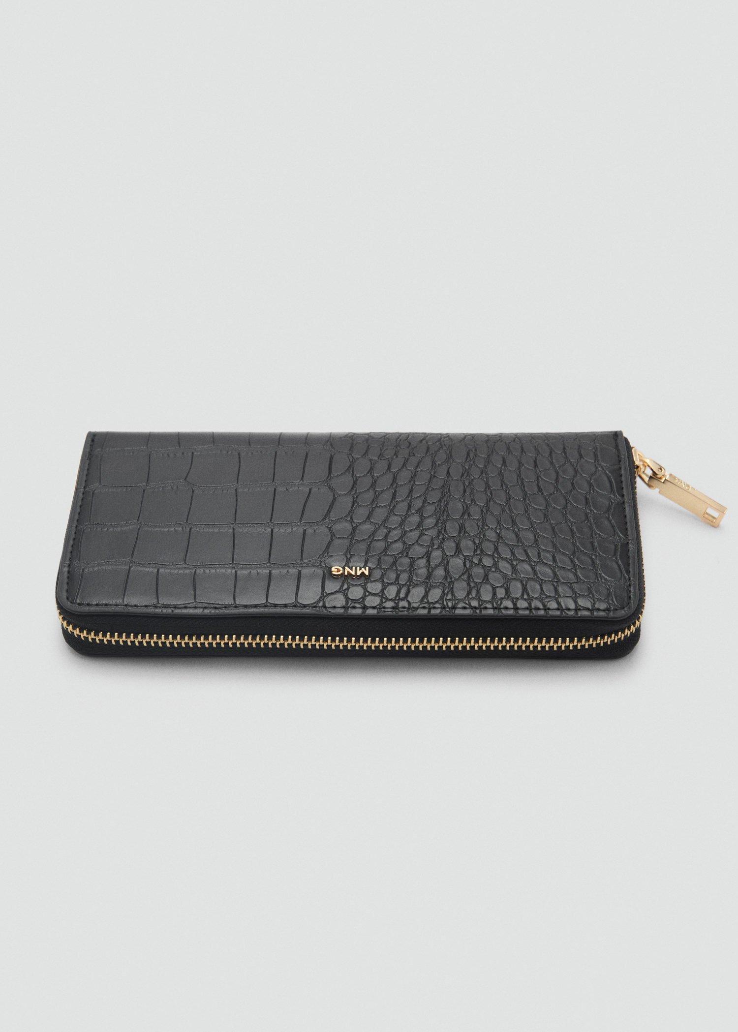 Black Croc-Effect Wallet, 0201_99, large image number 1