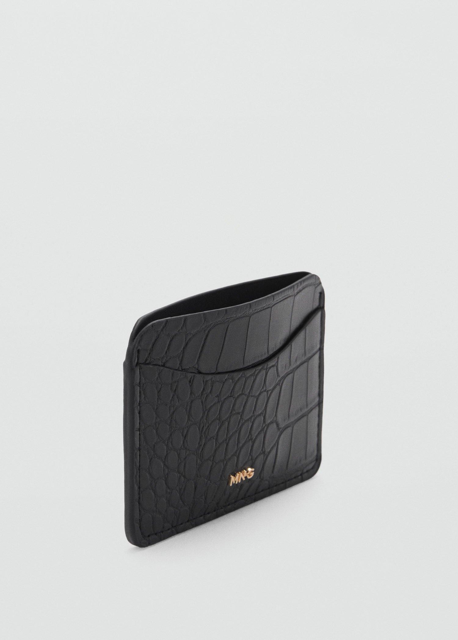 Black Croc-Effect Cardholder, , medium