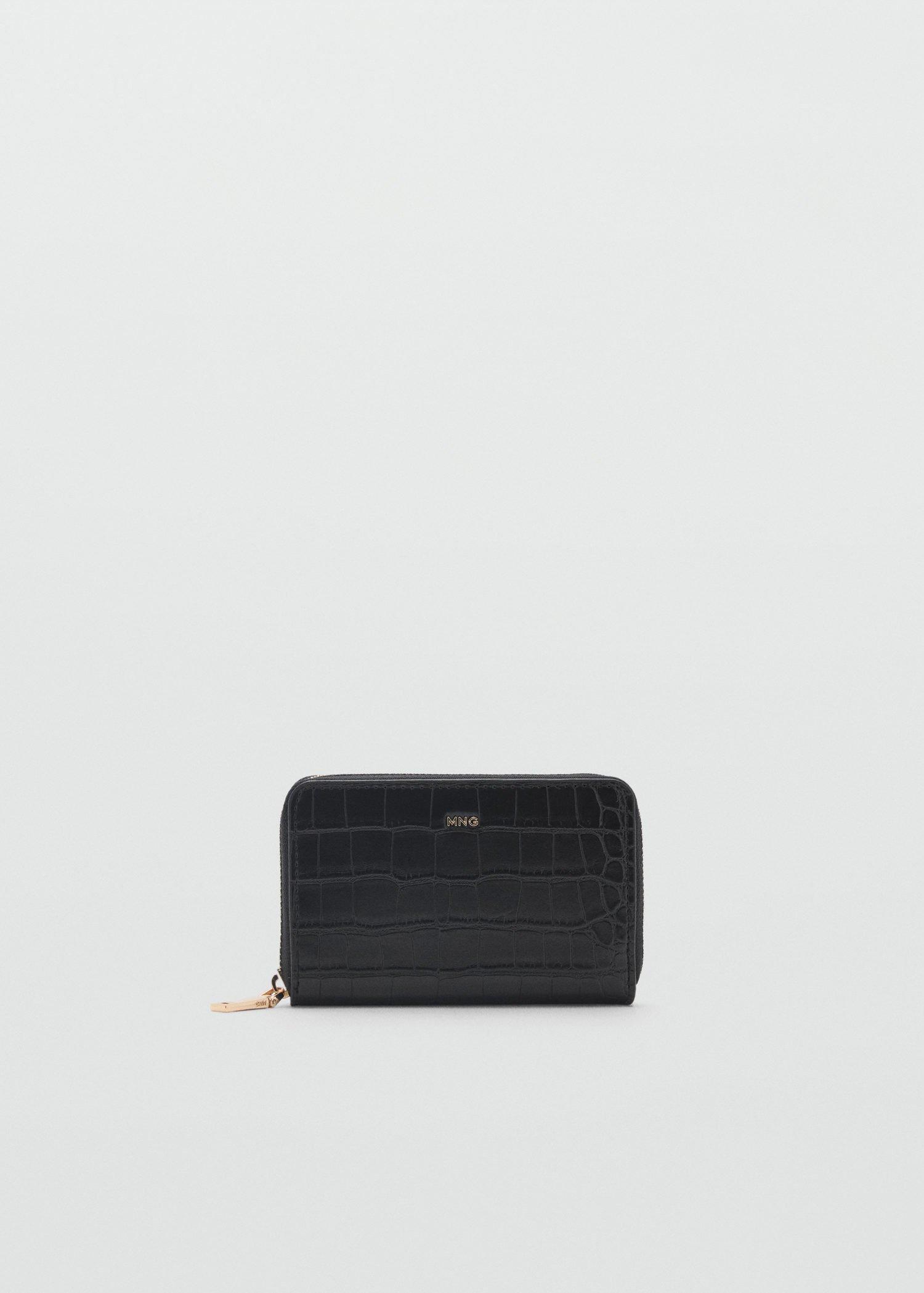 Black Crocodile-Effect Purse, 0201_99, large image number 0