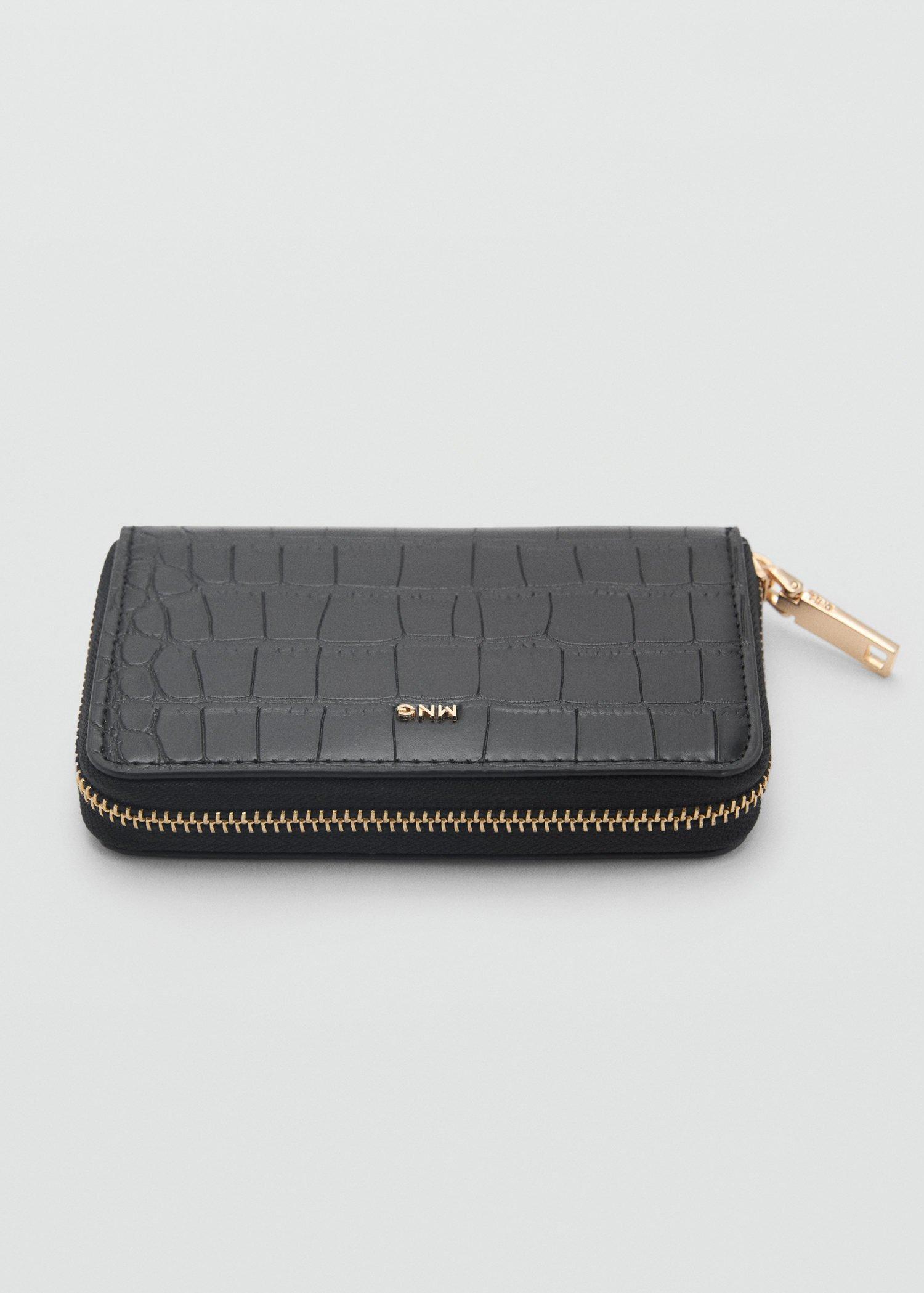 Black Crocodile-Effect Purse, 0201_99, large image number 1