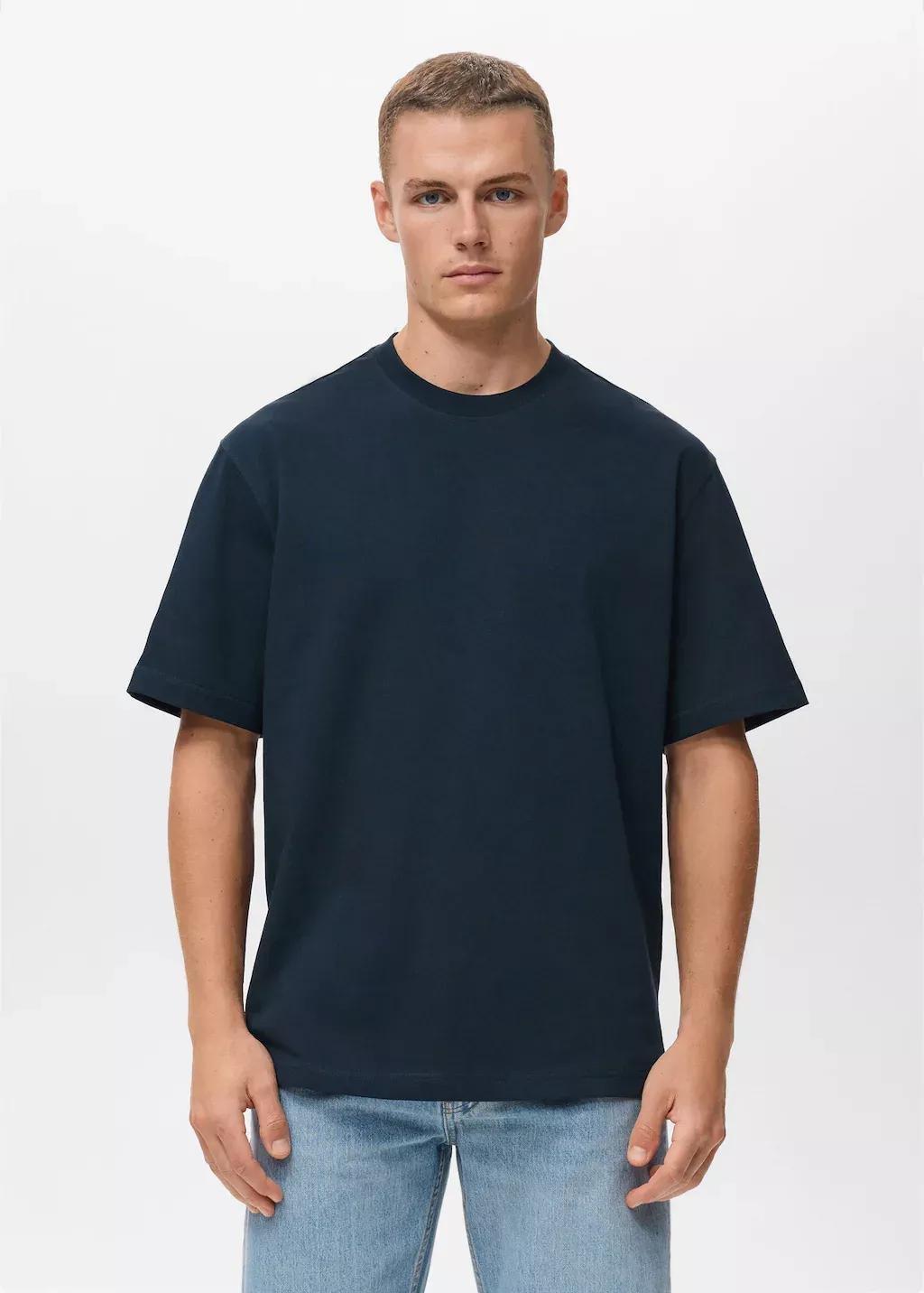 Navy Cotton Relaxed-Fit T-Shirt, Navy, medium