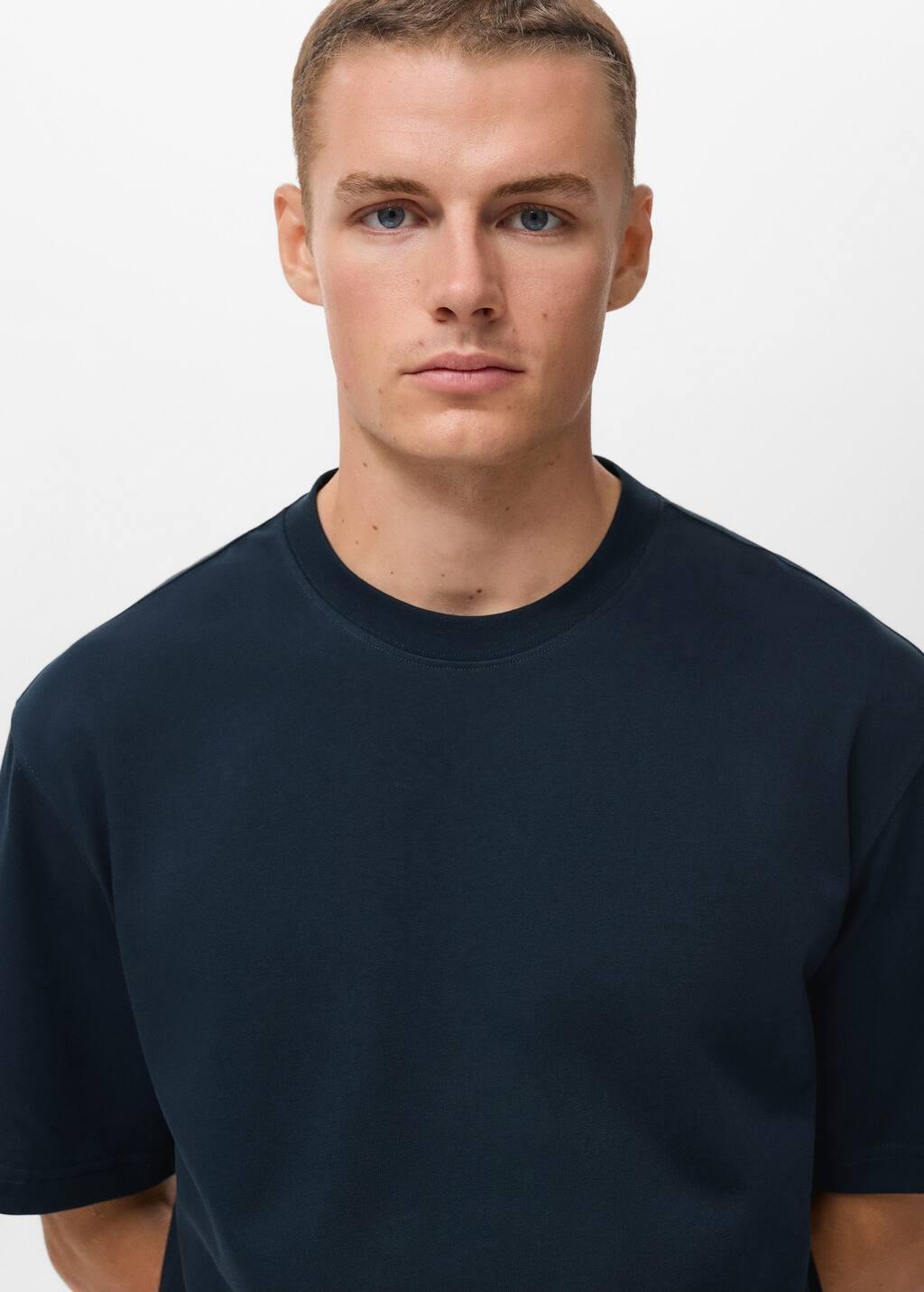 Navy Cotton Relaxed-Fit T-Shirt, Navy, large image number 1