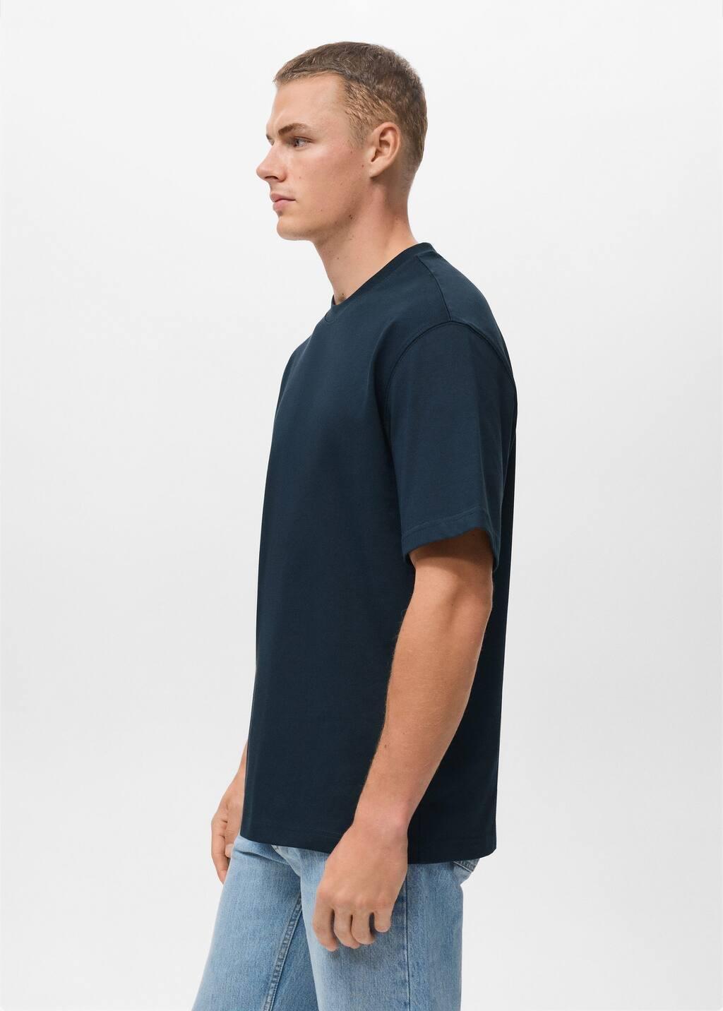 Navy Cotton Relaxed-Fit T-Shirt, Navy, large image number 2