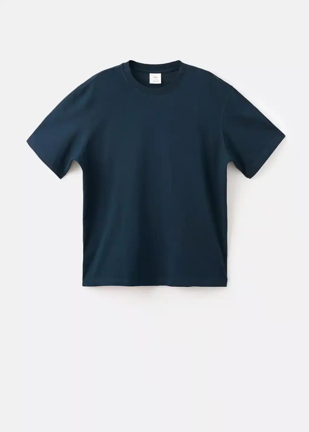 Navy Cotton Relaxed-Fit T-Shirt, Navy, large image number 3