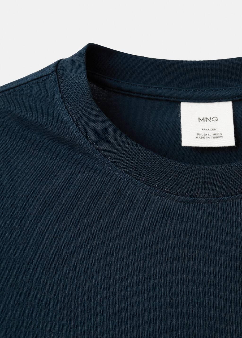 Navy Cotton Relaxed-Fit T-Shirt, Navy, large image number 4