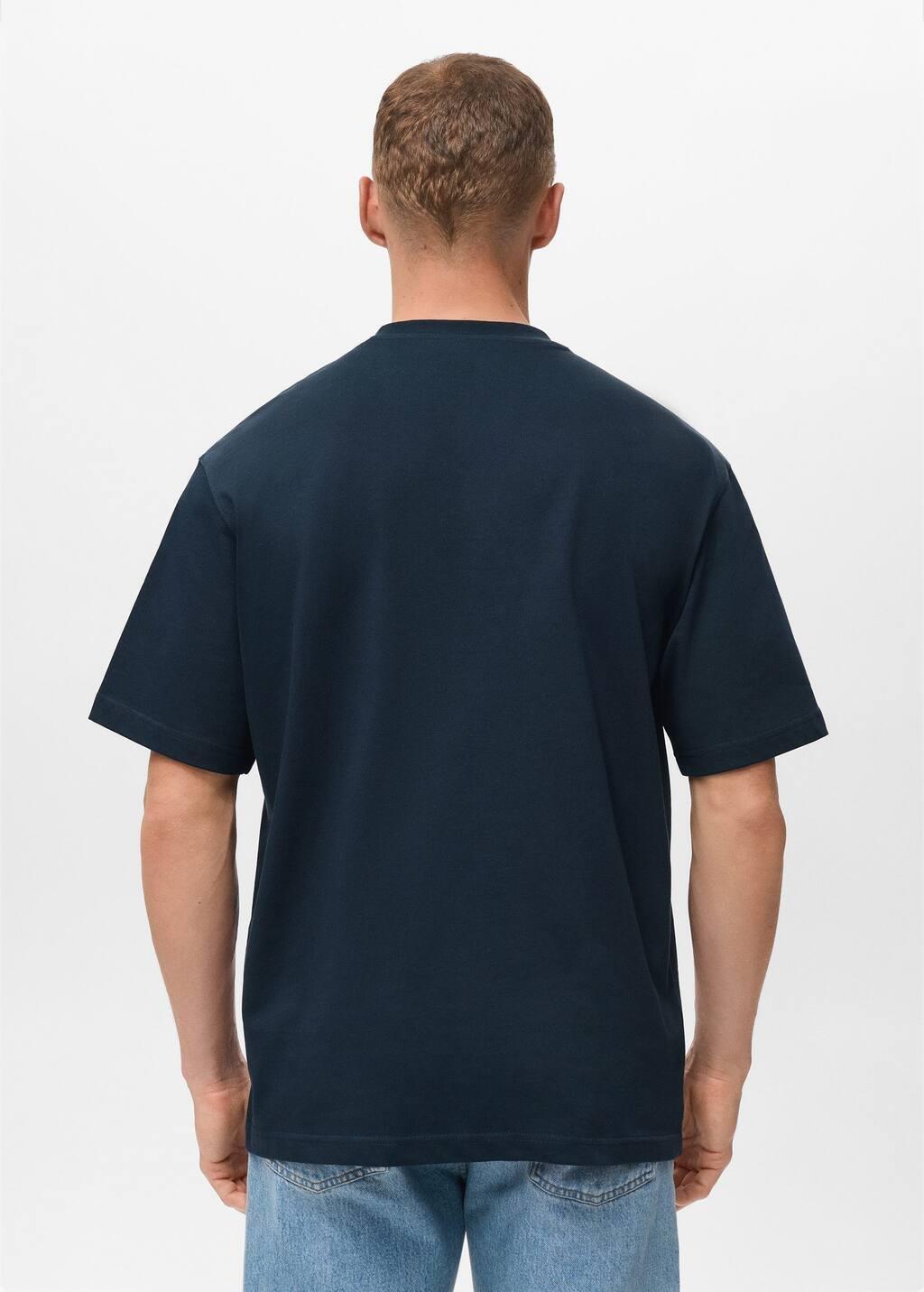 Navy Cotton Relaxed-Fit T-Shirt, Navy, large image number 5