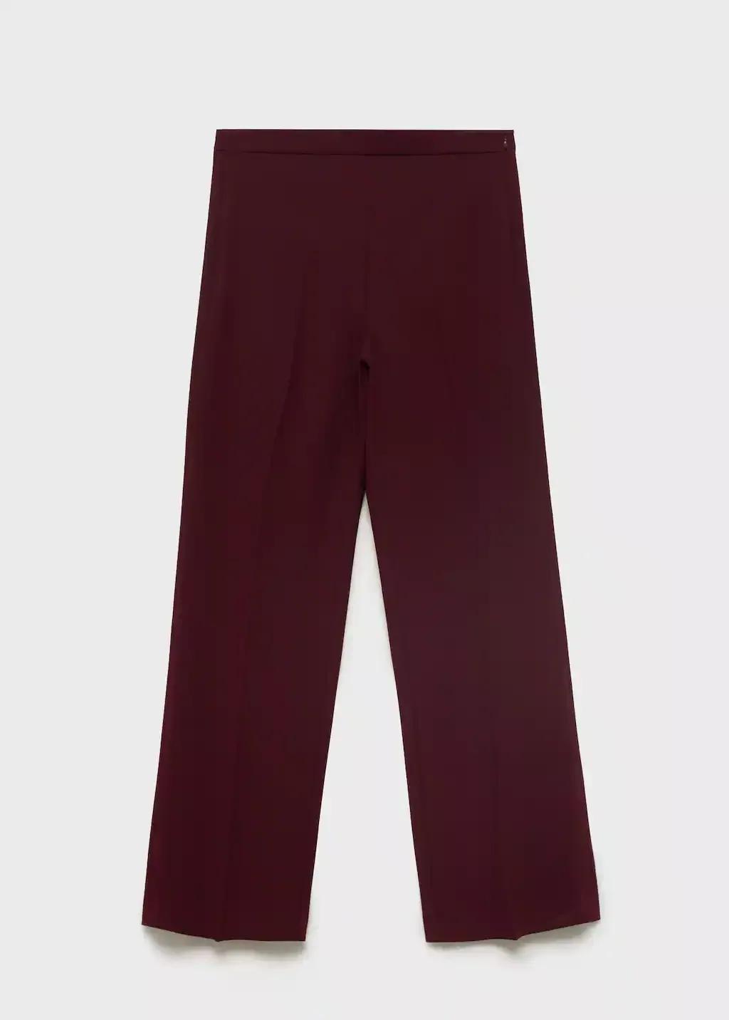 Red Straight Mid-Rise Suit Trousers, Dark Red, large image number 3