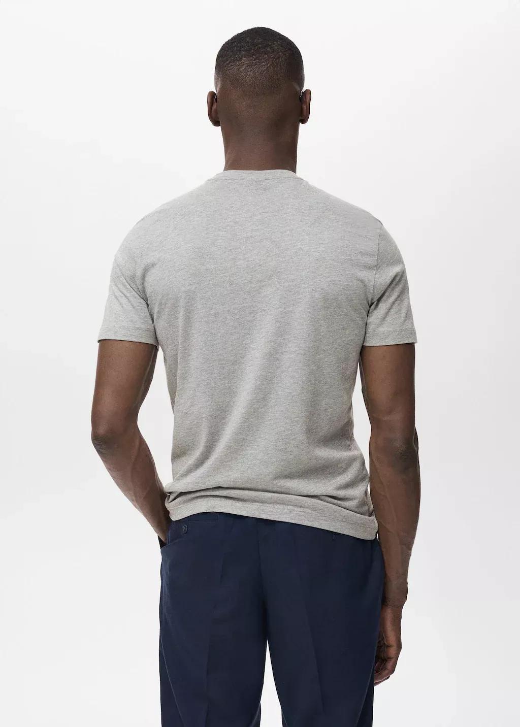 Grey Cotton Slim-Fit T-Shirt, Medium Grey, large image number 5