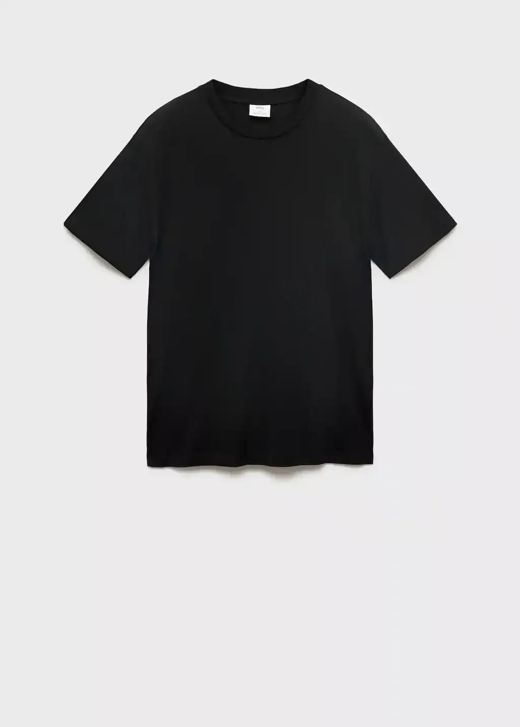 Black Cotton Slim-Fit T-Shirt, Black, large image number 3