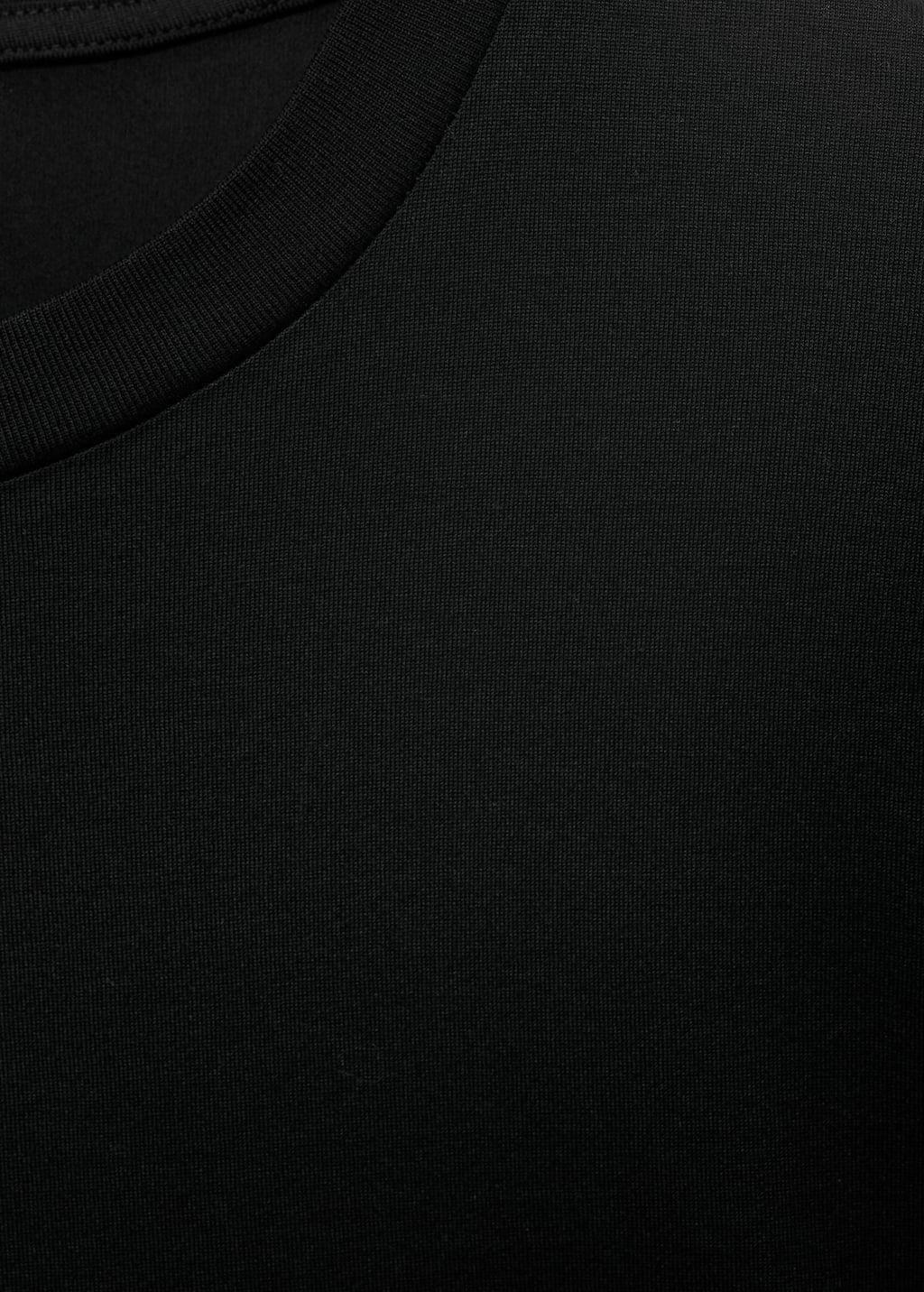 Black Cotton Slim-Fit T-Shirt, Black, large image number 4
